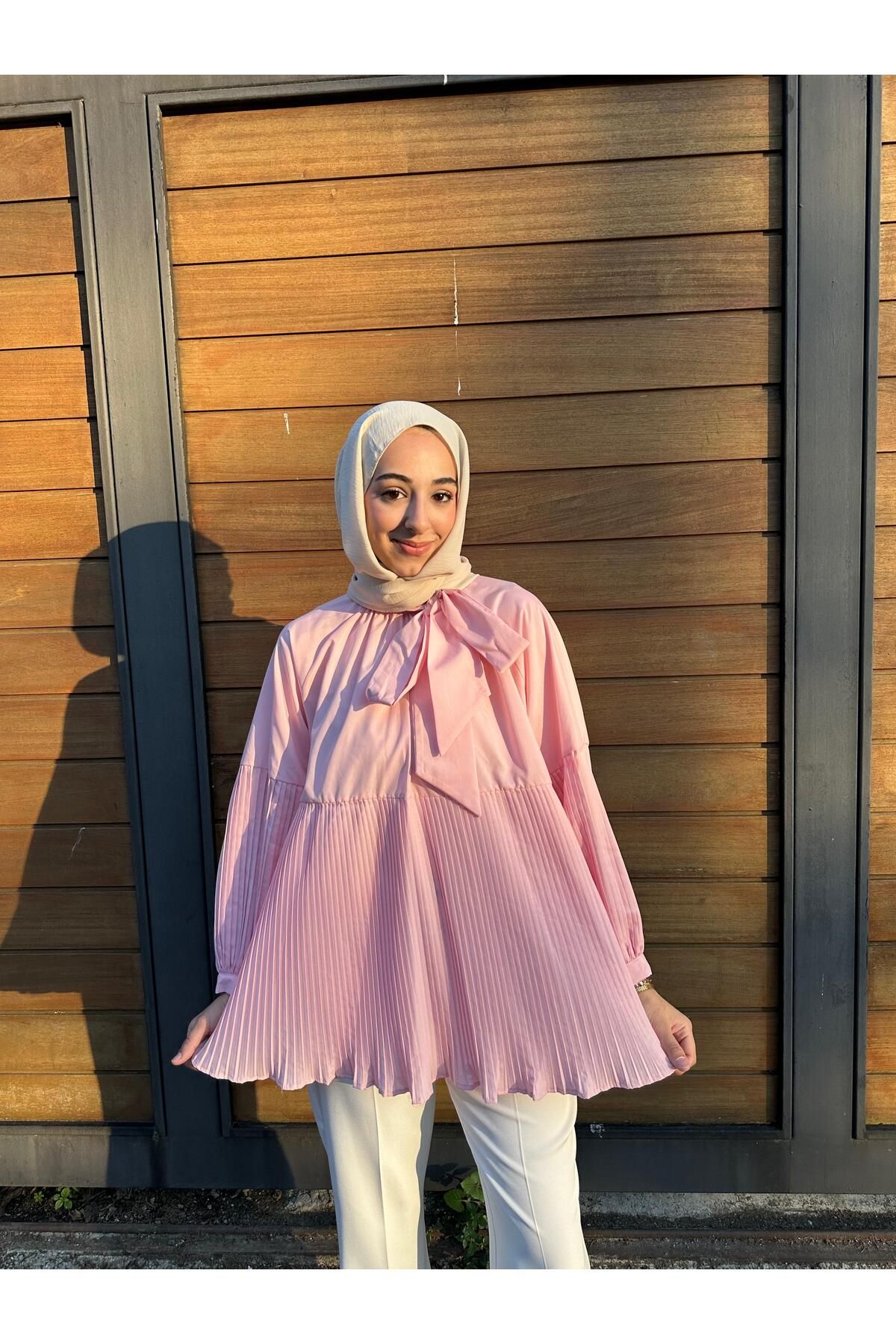 MODA Kraş detaylı bağlamalı gömlek