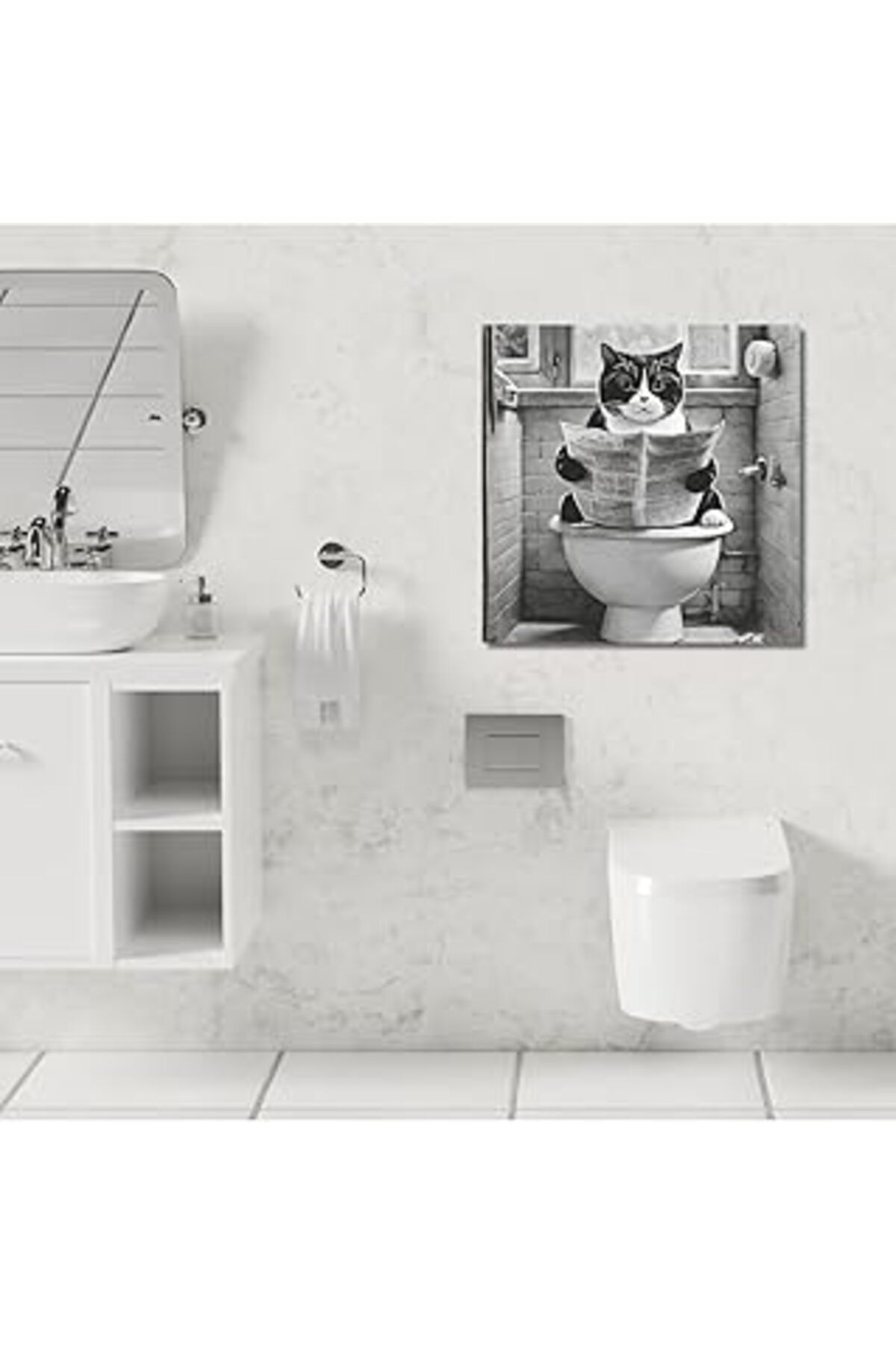 Mu Art Ahşap Gaagart Tekli Kanvas Banyo Tablosu Gazete Okuyan 40 X 40 Gartnm8272