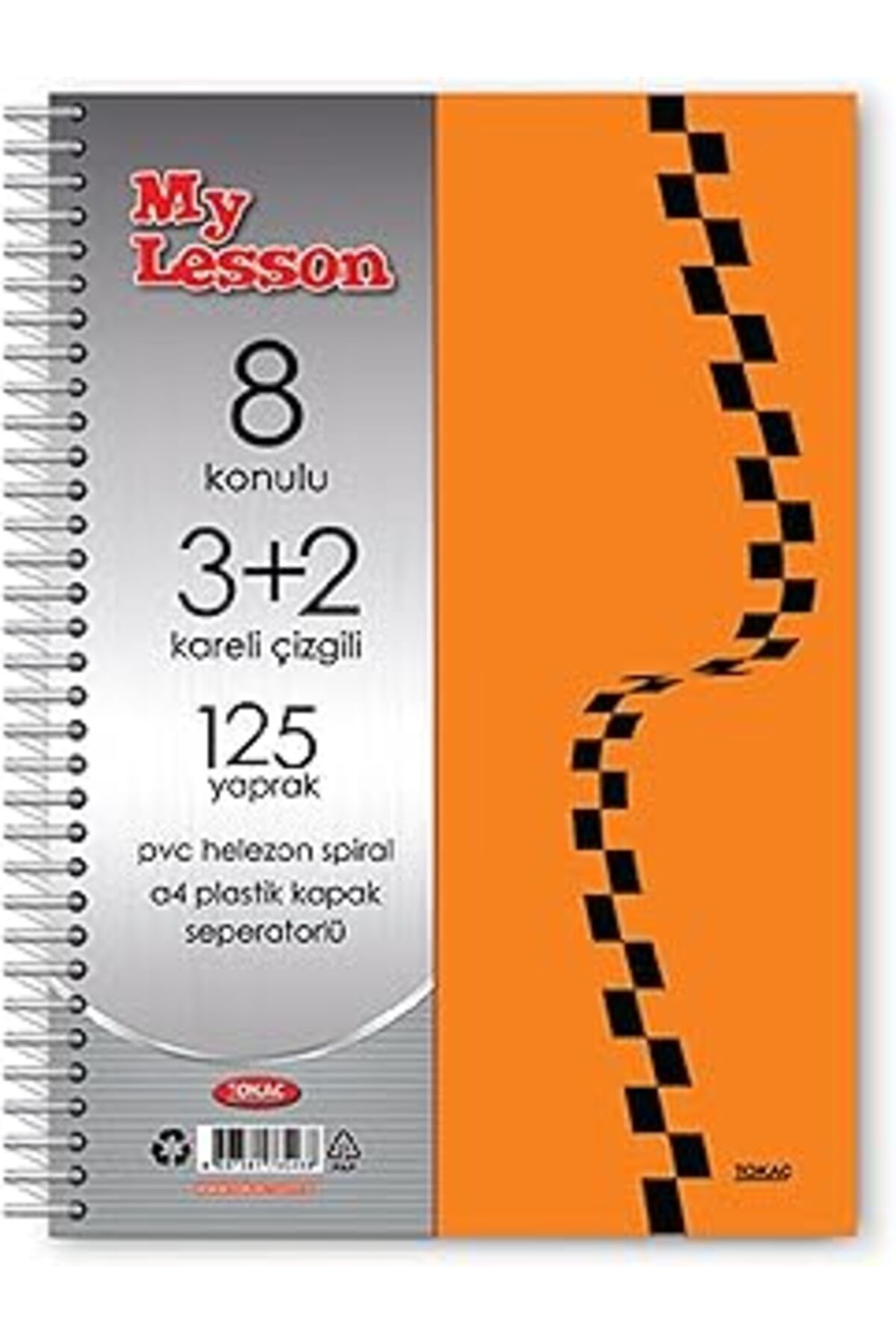 ASİTAN Npratik Tokaç My Lesson Plastik Kapak A4 3+2 125 Yaprak Spiralli 8 Bölmeli Ayraçlı Kareli Çizgili D