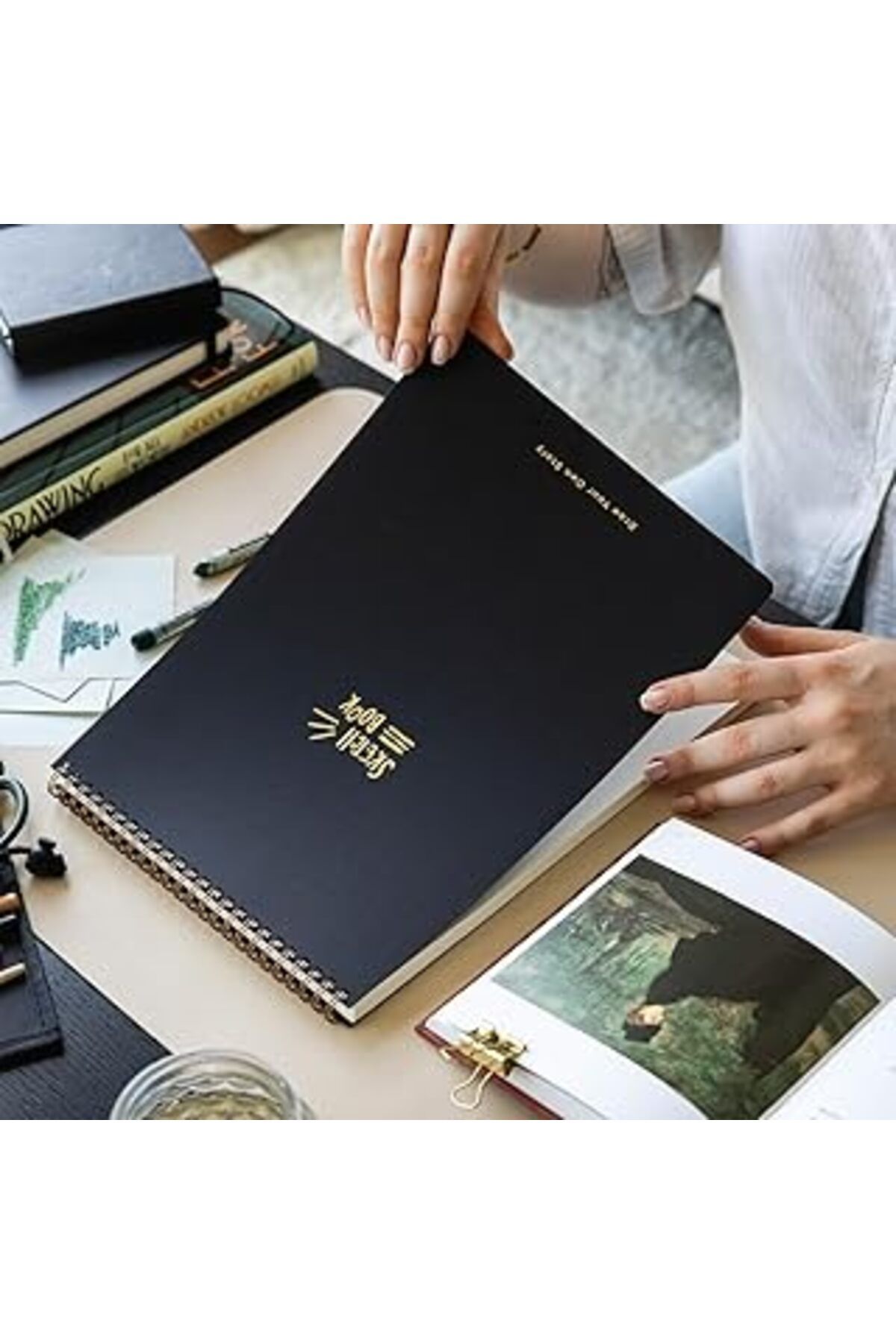 Pazarcan A4 Siyah Kraft Kapak Eskiz Defteri 60 Yaprak 140 Gr. Perforajlı Sketch Book
