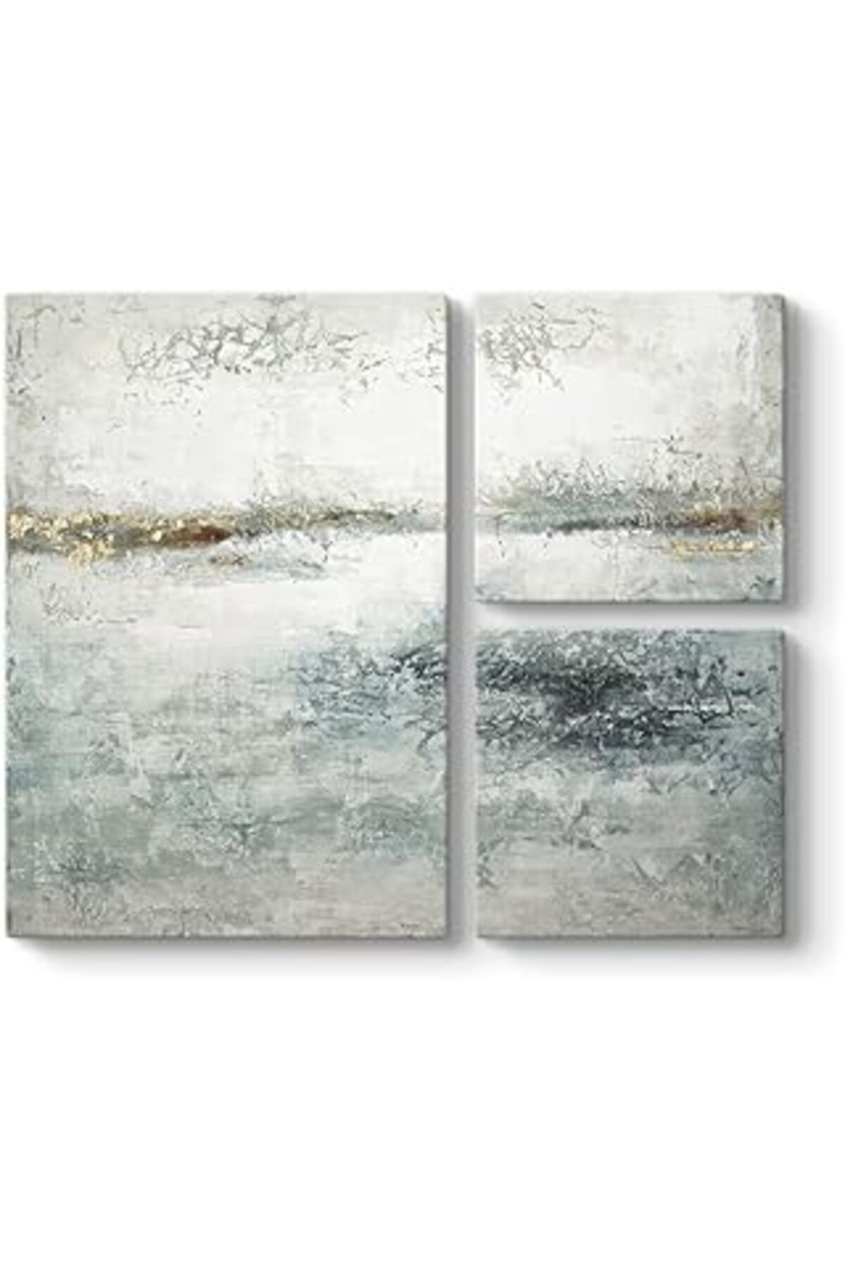 Pazarcan Tabloshop Rüzgar Mavisi Soyut Tablo 88 X 73-3 Parçalı