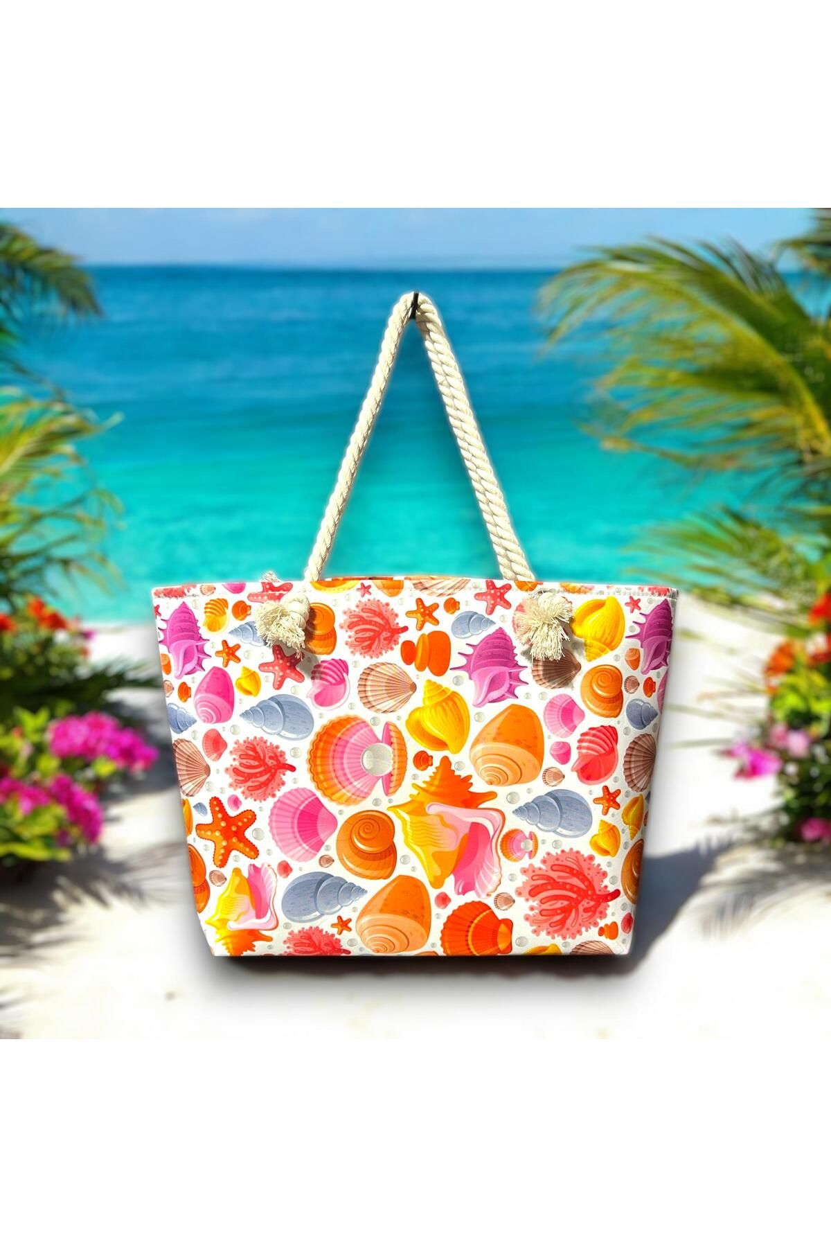 glorybag Yazlık Plaj ve Deniz Çantası Desenli Oxford Kumaş