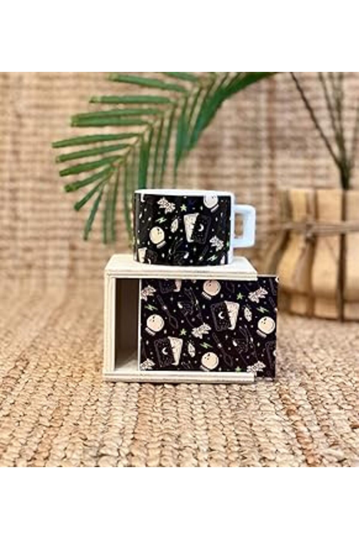 Mu Art Ahşap Giftmoda Tarot Sihirli Kart Tasarımlı Kutulu Kupa