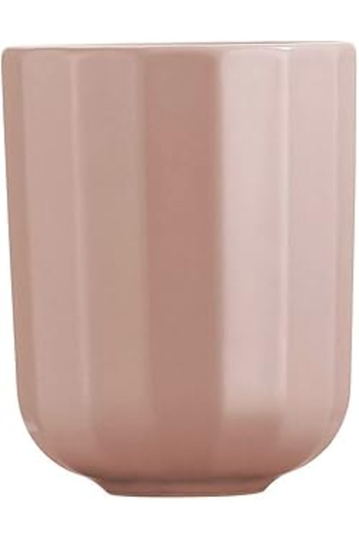 Mu Art Ahşap Porselen Bevel Tek Kişilik Kulpsuz Mug 450 Cc Mat Pembe