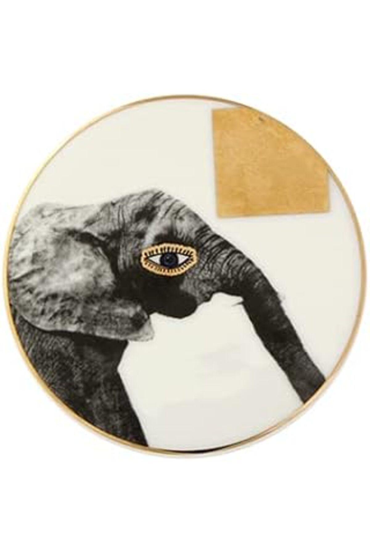 Mu Art Ahşap Porland Wıld Life Bardak Atlığı, Elephant, 10 Cm, Desenli