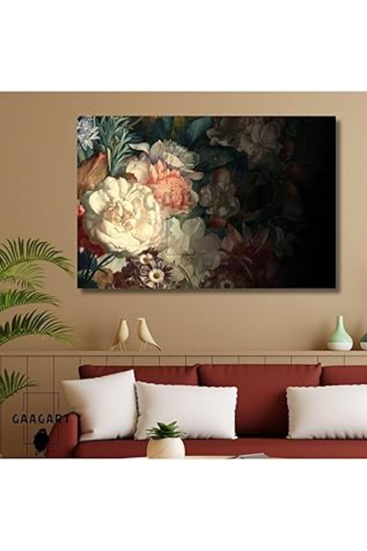Mu Art Ahşap Gaagart Tekli Yatay Kanvas Duvar Tablosu Siyah Ve Renkli Çiçek Tasarım, 150 X 100