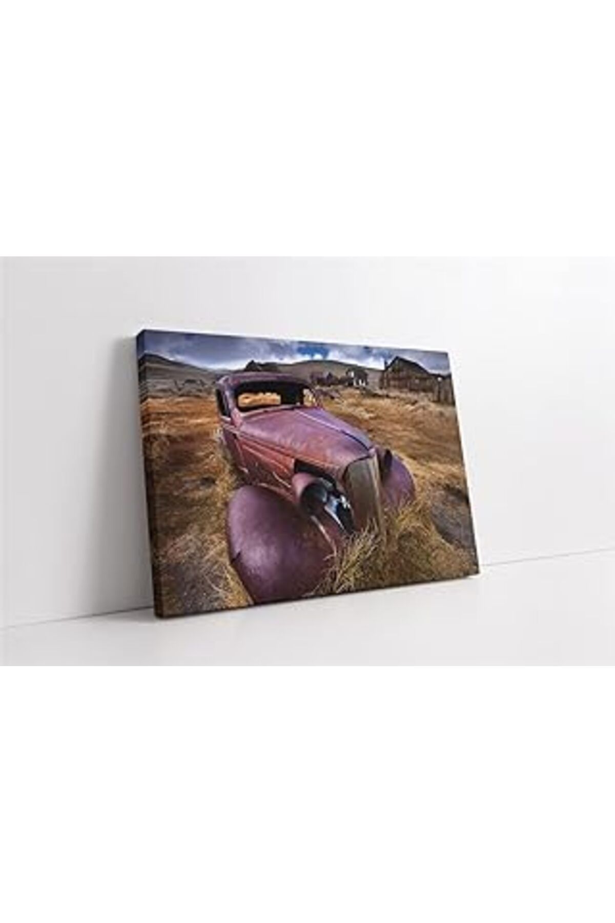 Pazarcan Tablosan Terk Edilmiş Mor Klasik Araba Kanvas Tablo 80X120 Cm Ka01238