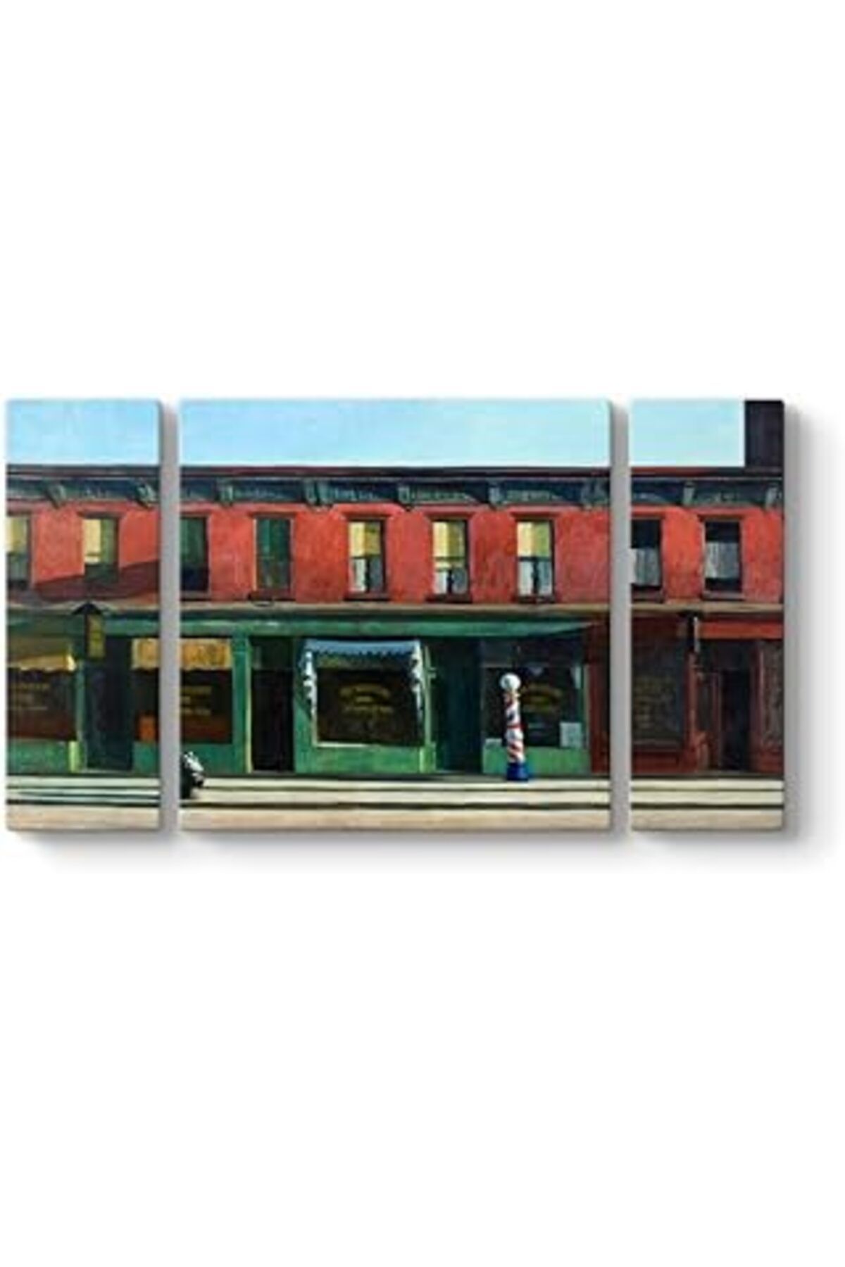 NETWORK ART Edward Hopper - Erkenden Pazar Sabahı Tablosu 126 X 70-3 Parçalı