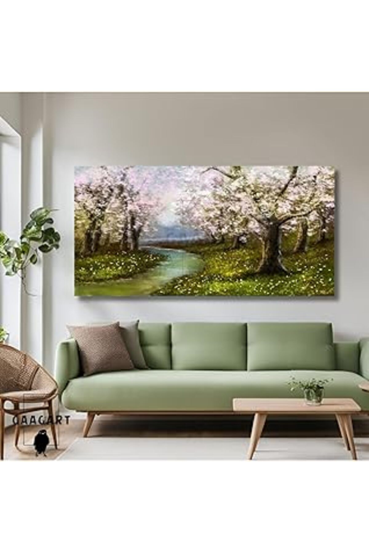 Pazarcan Gaagart Panoramik Kanvas Duvar Tablosu Yeşil Dere Ve Doğa Manzara, 120 X 60