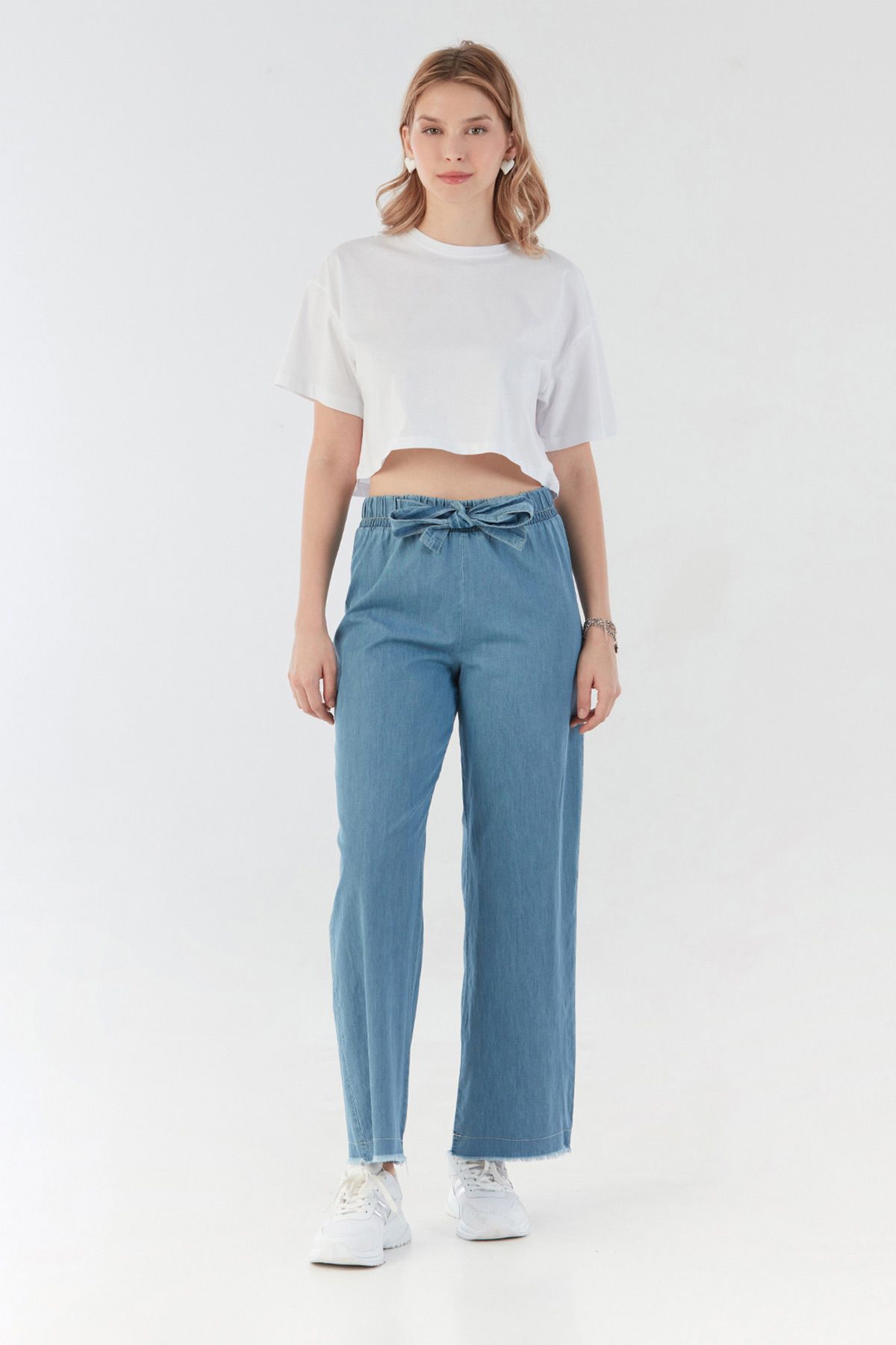 Fulla Moda Beli Lastikli Palazzo Pantolon