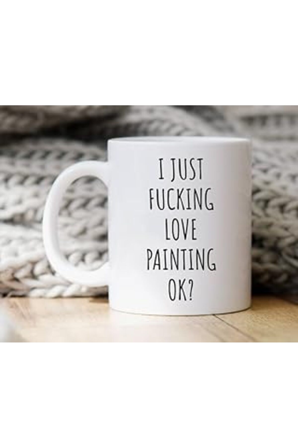 Pazarcan Print Dore Ben Sadece Resim Yapmayı Seviyorum Tamam Kupa - Ressam Hediyesi - Ressam İngilizce Kahve