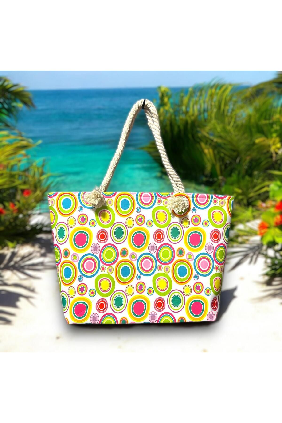 glorybag Yazlık Plaj ve Deniz Çantası Desenli Oxford Kumaş