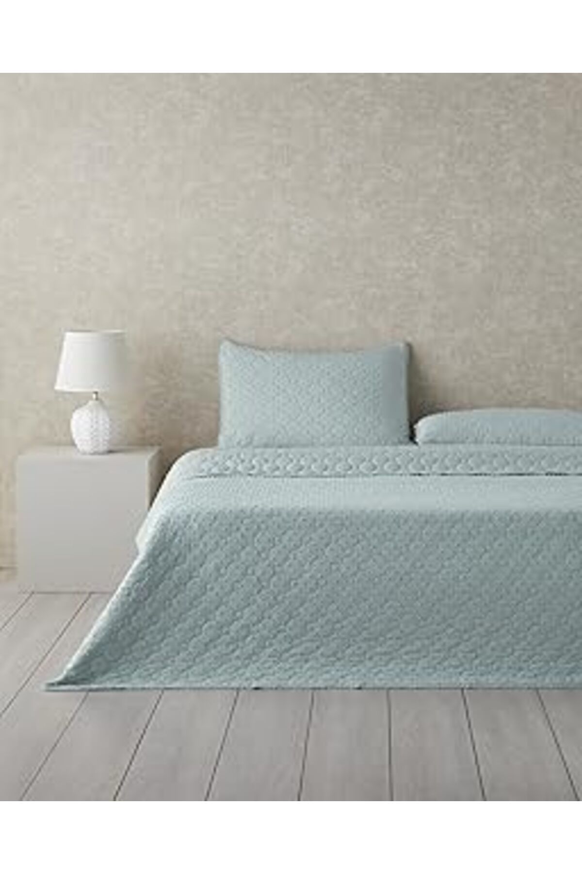 Qedii English Home Amabile Kesmeli Tek Kişilik Yatak Örtüsü Takımı 160X220 Cm Su Yeşili