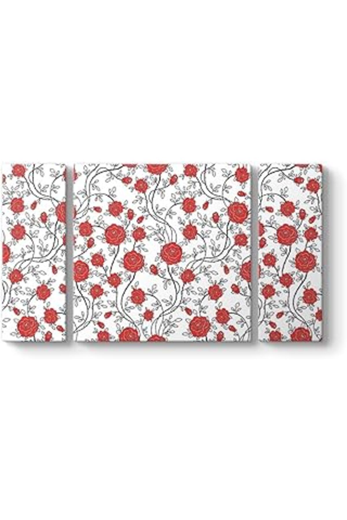 Mu Art Ahşap Tabloshop Retro Çiçekler Panorama Tablo 126 X 70-3 Parçalı