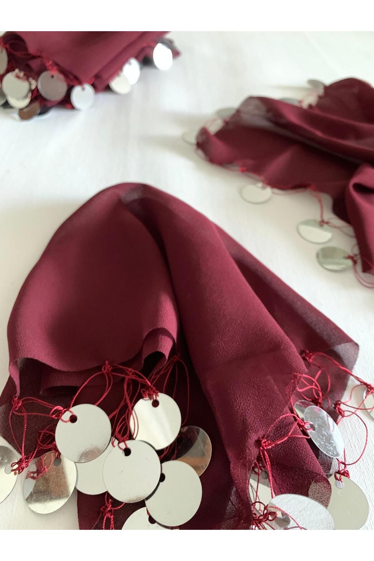Işık Design Kırmızı Şifon Gelin Damat Halay Mendili, Hediye Mendil 10 Adet