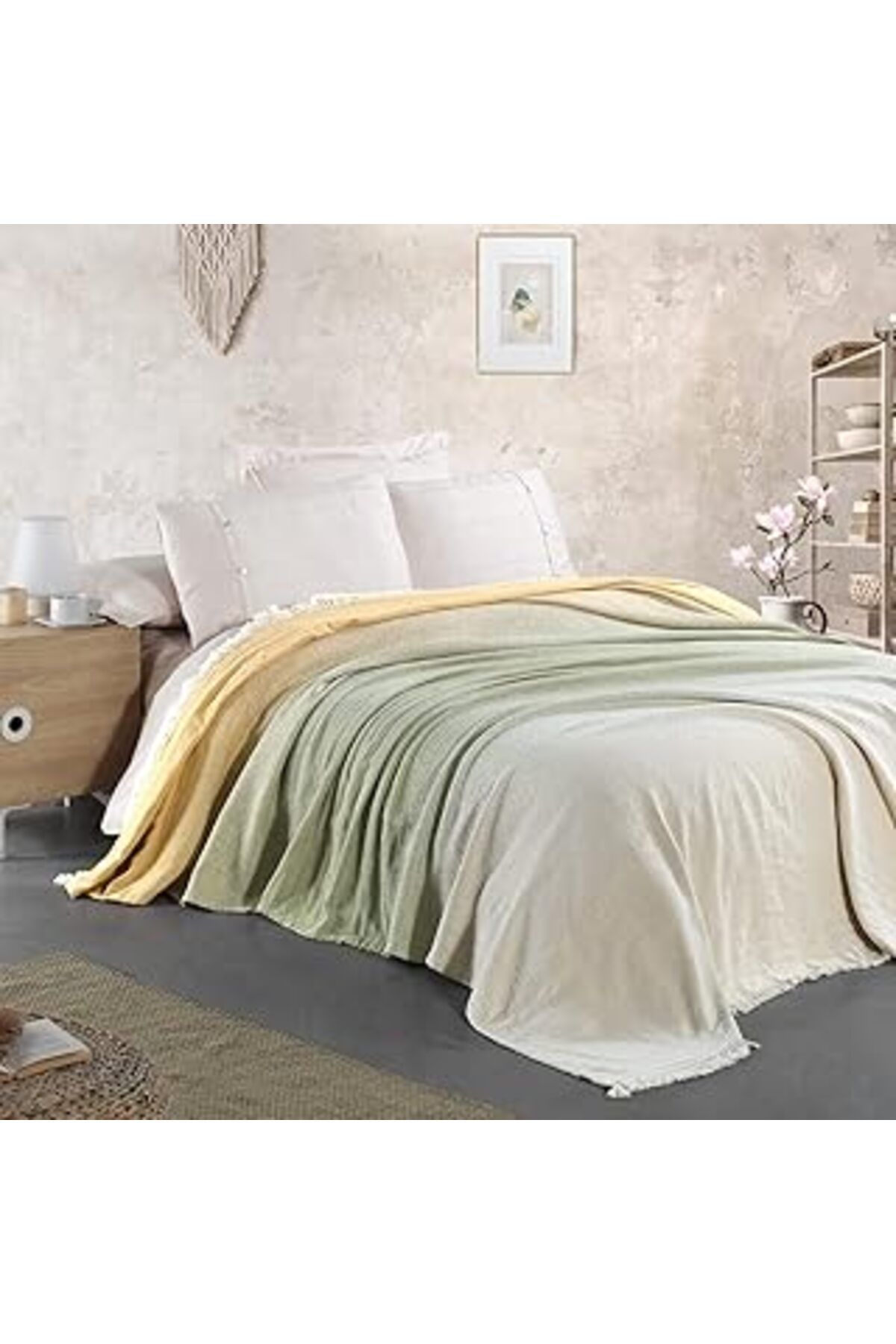 Qedii Miespiga Rainbow%100 Pamuklu Degrade Jakarlı Dokuma Battal Boy (King Size) 240X260Cm Antialerjik Ne