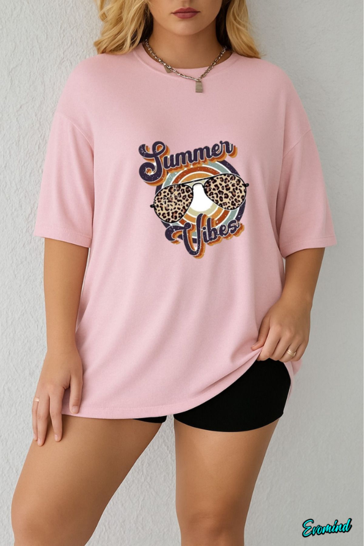 Evomind Büyük Beden Summer Baskılı T-shirt