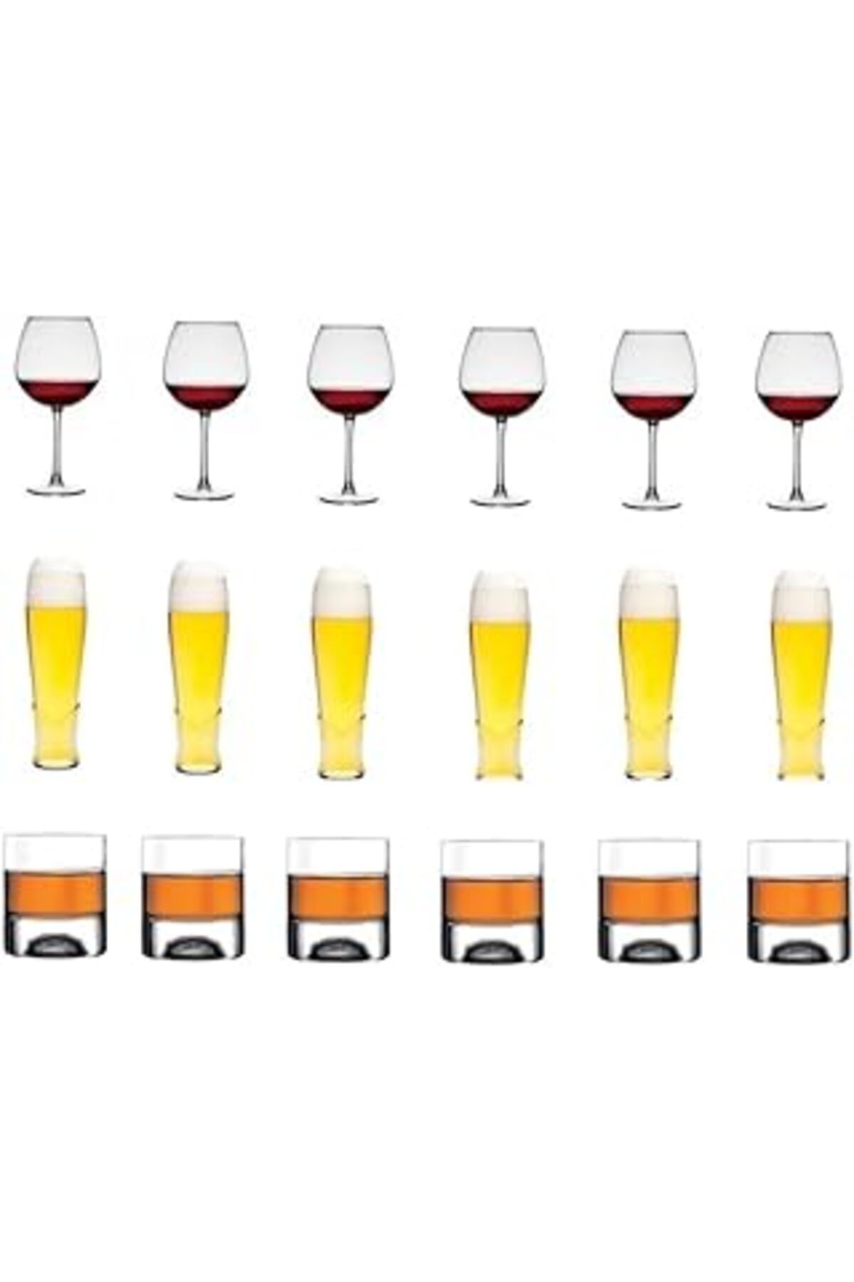 Mu Art Ahşap Paşabahçe Yılbaşı Özel Meşrubat Bardağı Bira Şarap Viski Bardak Seti 18 Parça