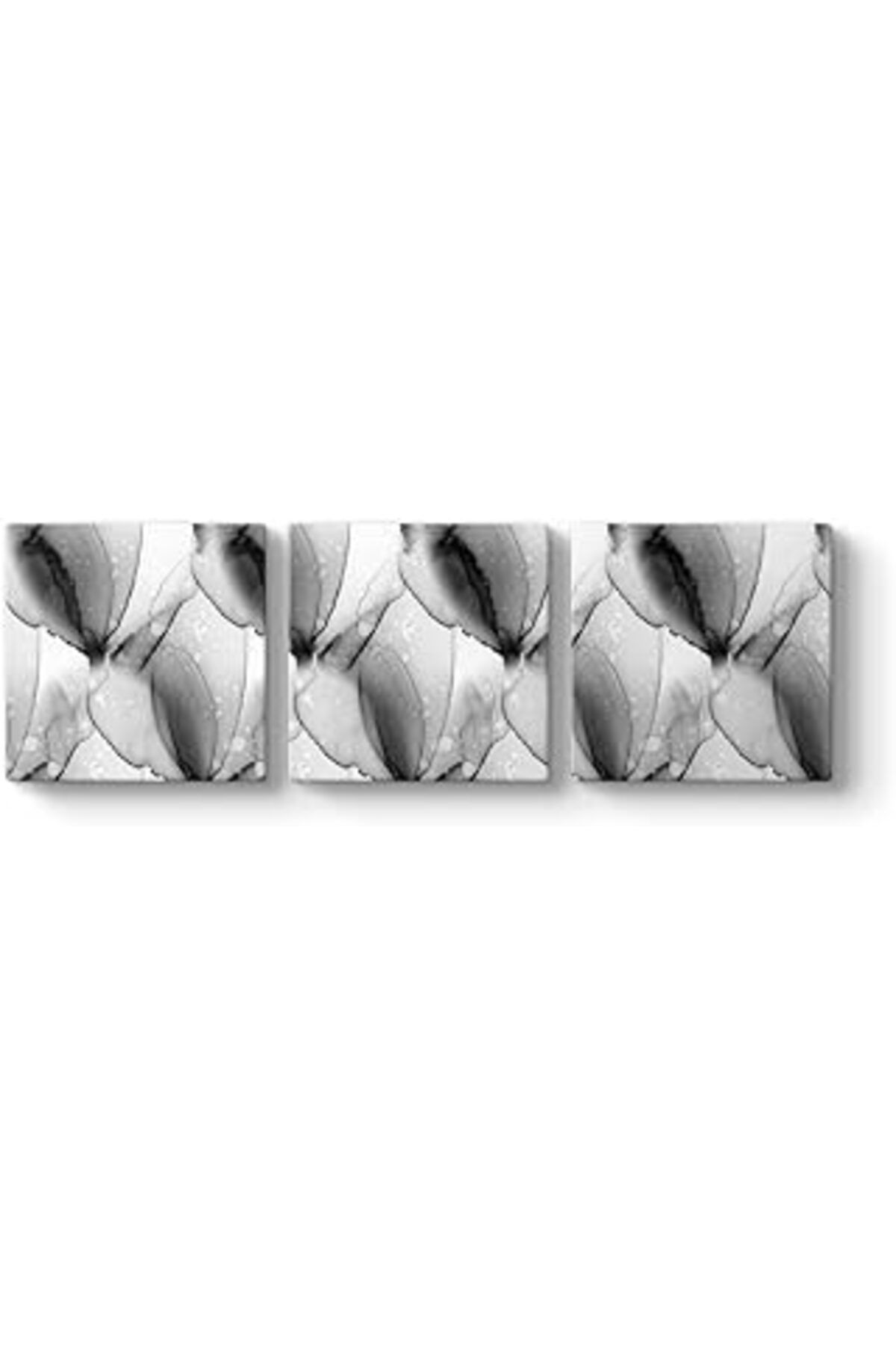 Mu Art Ahşap Tabloshop Soyut Siyah Beyaz Tablo 126 X 40-3 Parçalı