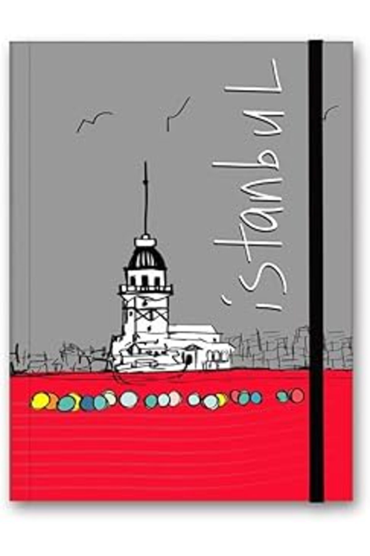 ASİTAN Le Color Renkli İstanbul Defter Çizgili Lastikli Kız Kulesi