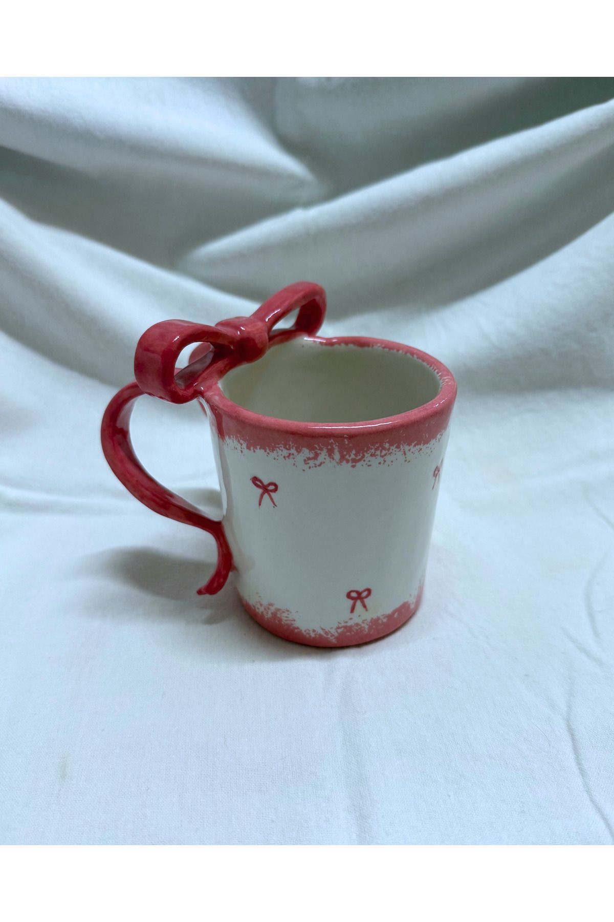 archeceramic Arche Ceramic El Yapımı Seramik Kupa - Kurdele - Pembe - Tekli