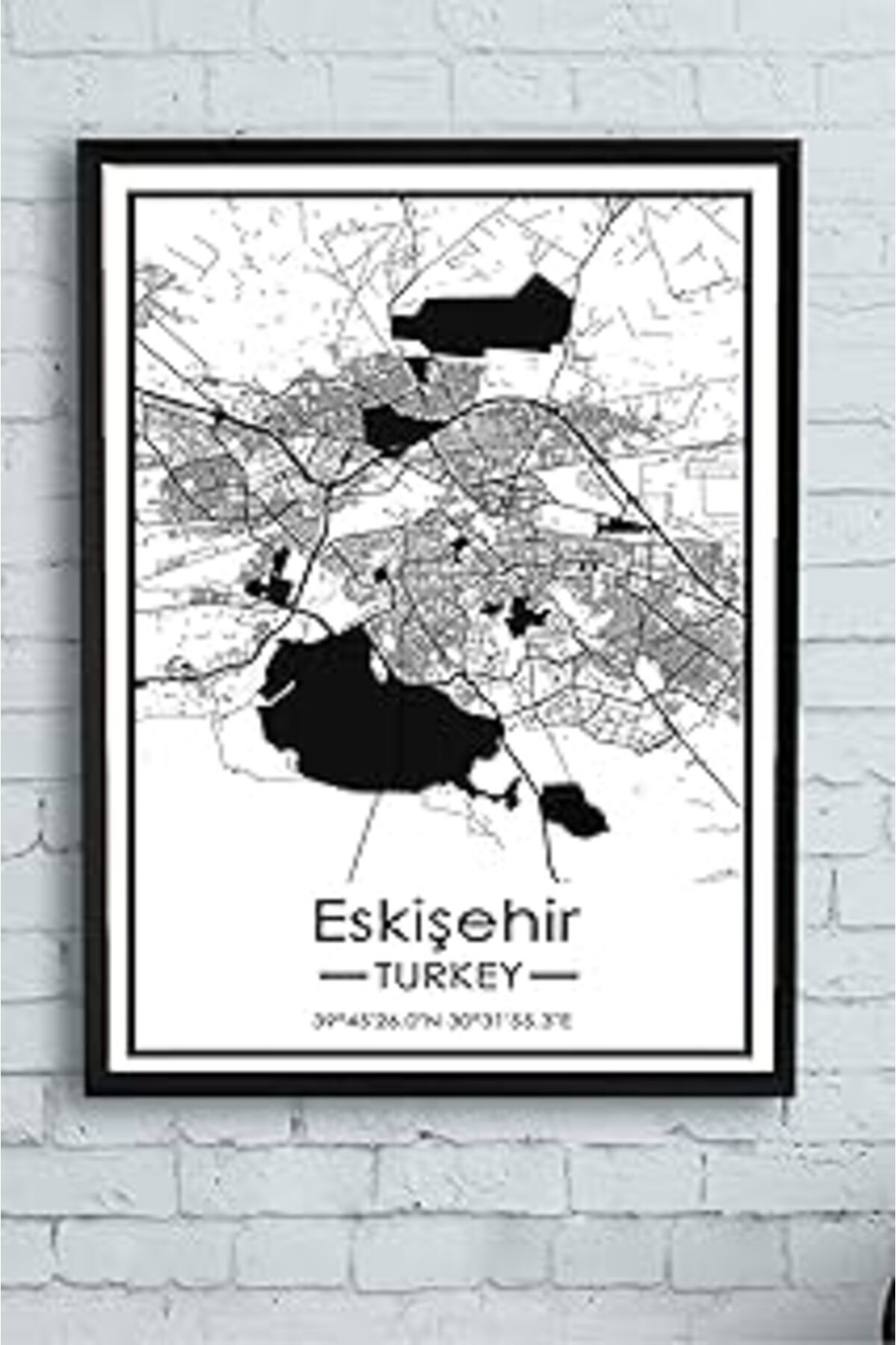 Pazarcan Postermanya (Pster14390) Eskişehir Harita Dekoratif Çerçeveli Tablo 21 X 30