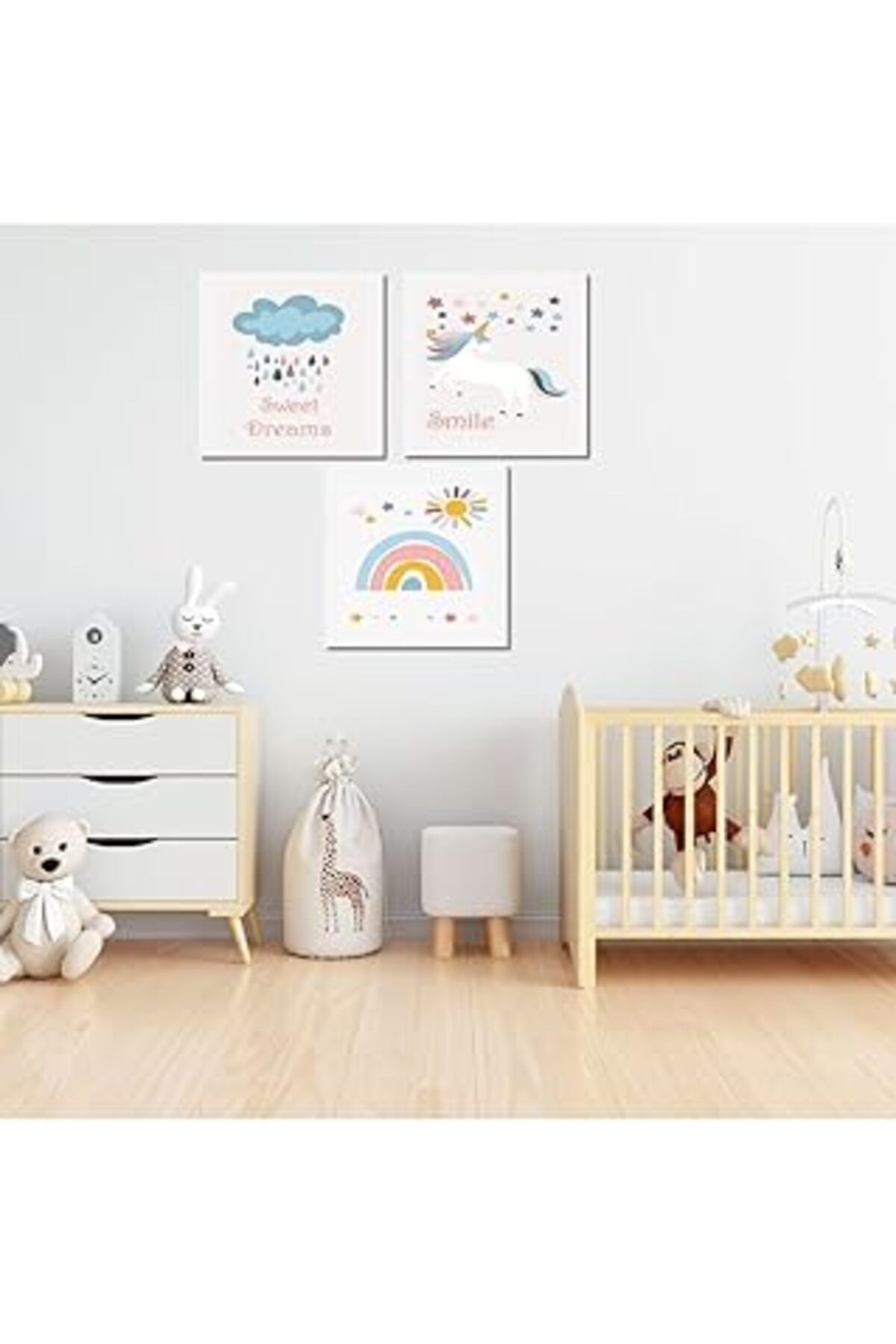Pazarcan Gaagart 3'Lü Kanvas Bebek Odası Ve Mavi Bulut Tablo Seti 40 X 40 Gartnm2049