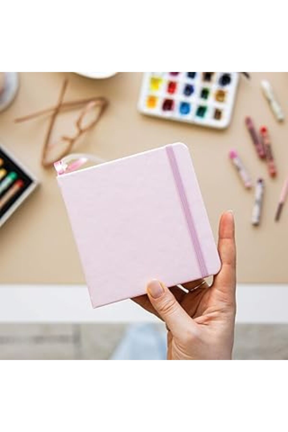 ASİTAN 12X12 Cm Sert Kapak 80 Yaprak 140 Gr. Eskiz Defteri - Sketch Book - Pembe