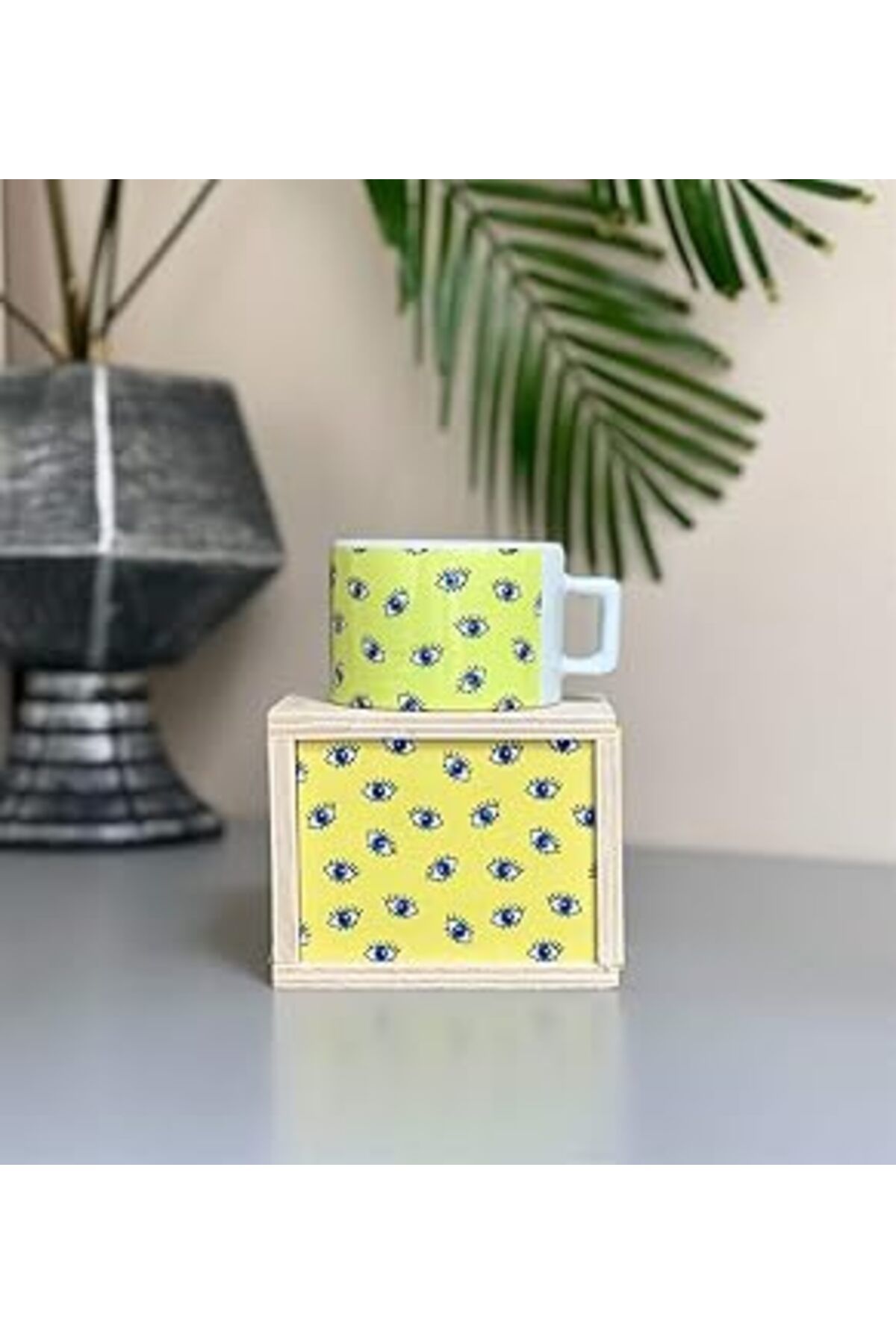 NETWORK ART Giftmoda Sarı Nazar Göz Tasarımlı Kutulu Kupa
