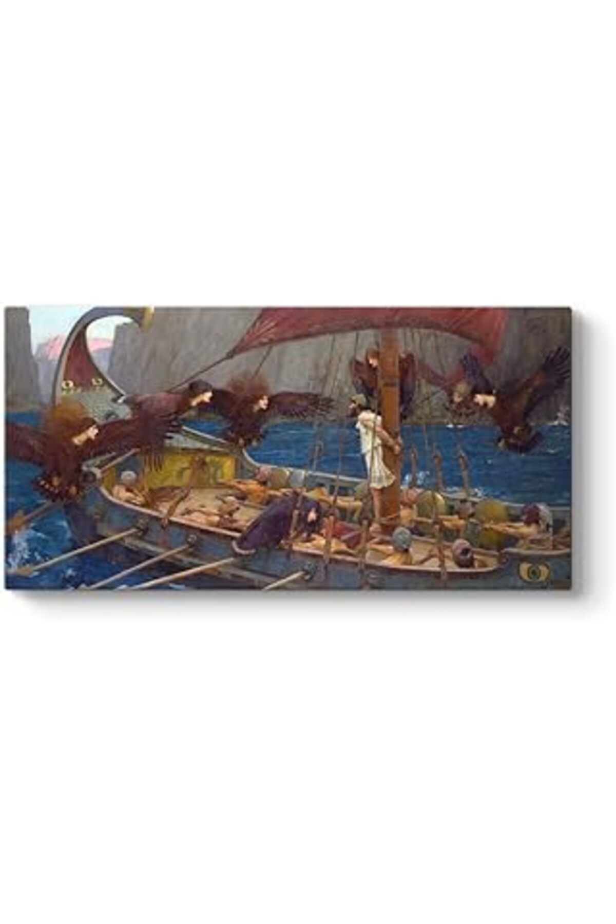 Mu Art Ahşap John William Waterhouse - Ulysses And The Sirens Tablosu 60 X 30