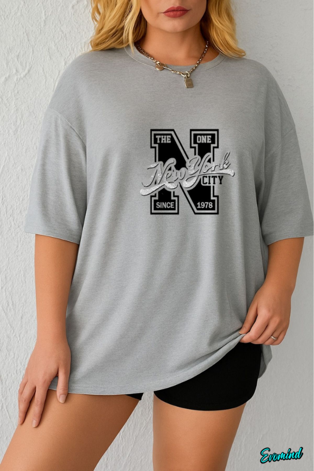 Evomind Büyük Beden New York Baskılı T-shirt