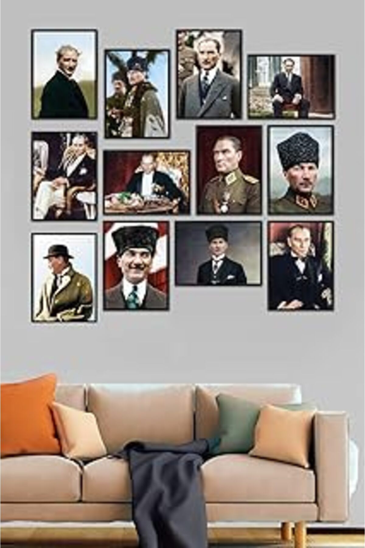 Pazarcan Milyardabir Atatürk Tablo Mustafa Kemal Atatürk Tablo 12 Parça Çerçeve Görüntülü Mdf Hediye Tablo S