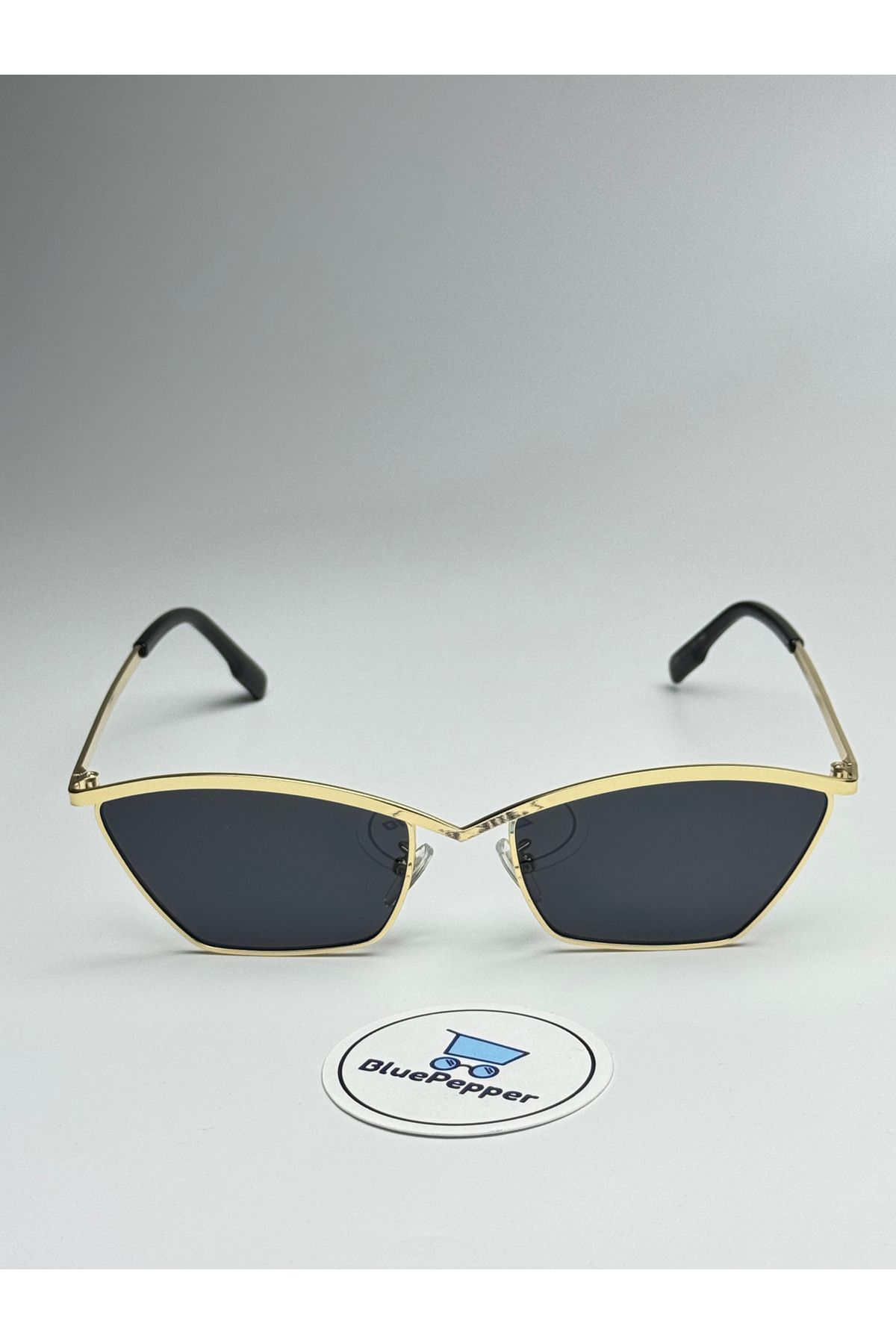 BluePepper LORENT V2 SİYAH GÜNEŞ GÖZLÜĞÜ Cateye Gold Çerçeve 57 ekartman