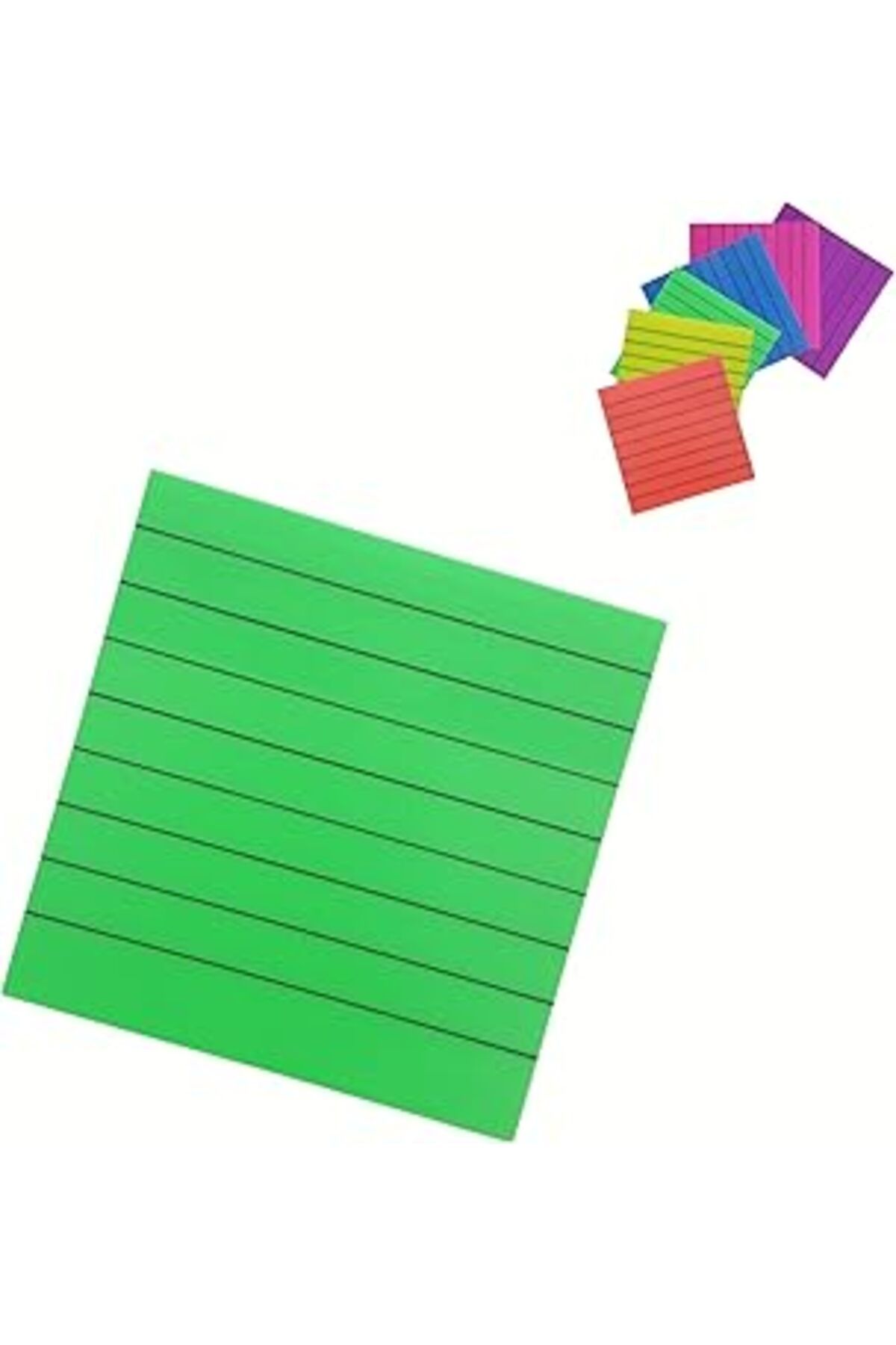Pazarcan Ezoshop Şeffaf Renkli Yapışkanlı Not Kağıdı Çizgili Karenot (Yeşil 3)