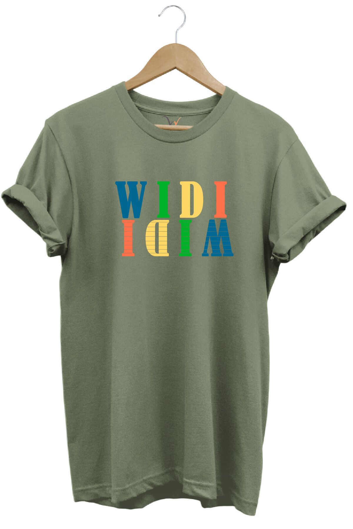 WİDİ Widi Renkli Logo Baskılı %100 Pamuk Rahat Kalıp Premium Tişört
