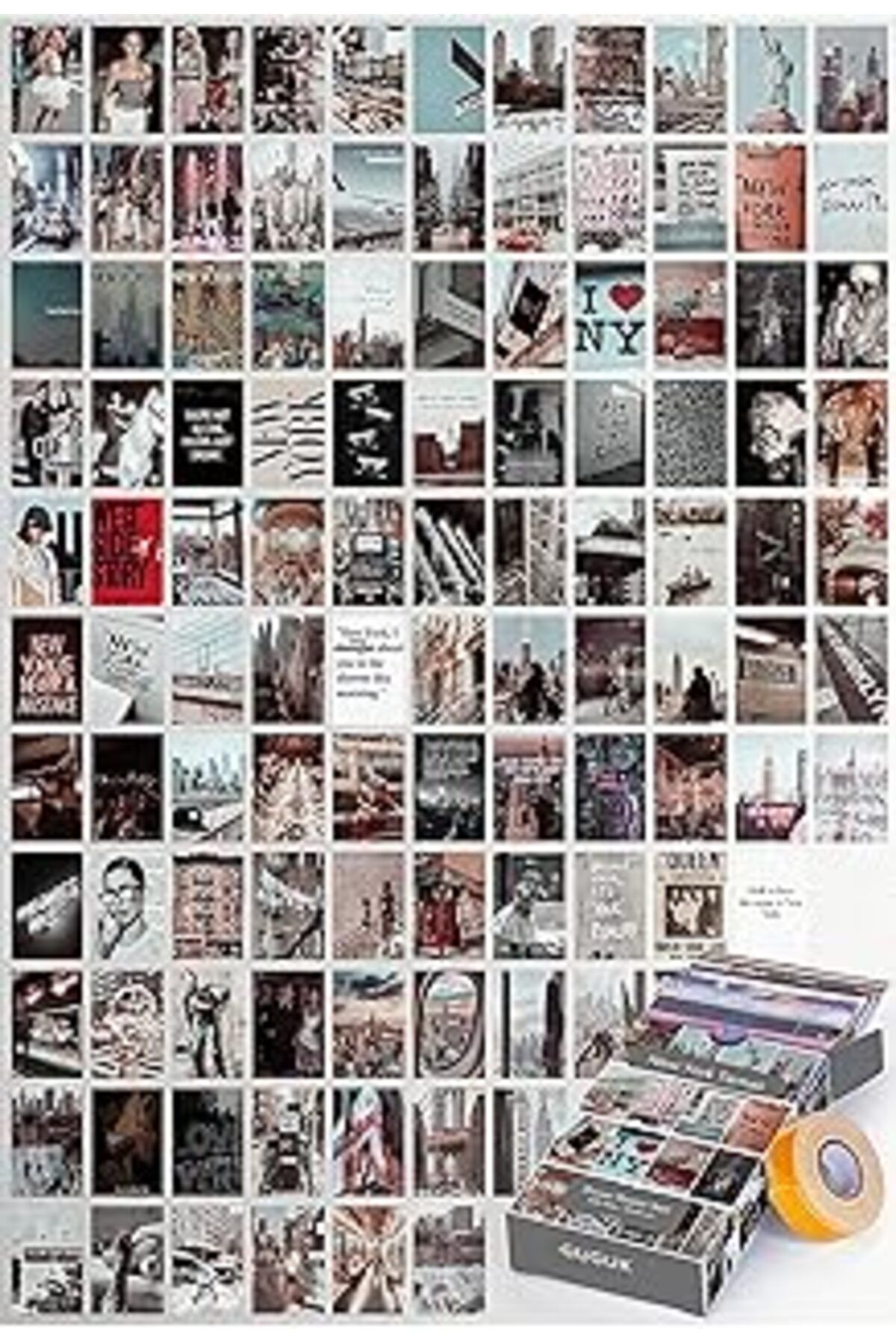 NETWORK ART Guguk New York City Temalı 108 Adet Duvar Poster Seti, Özel Tasarım Kutulu, Oda Dekoru (Ggk-K059)