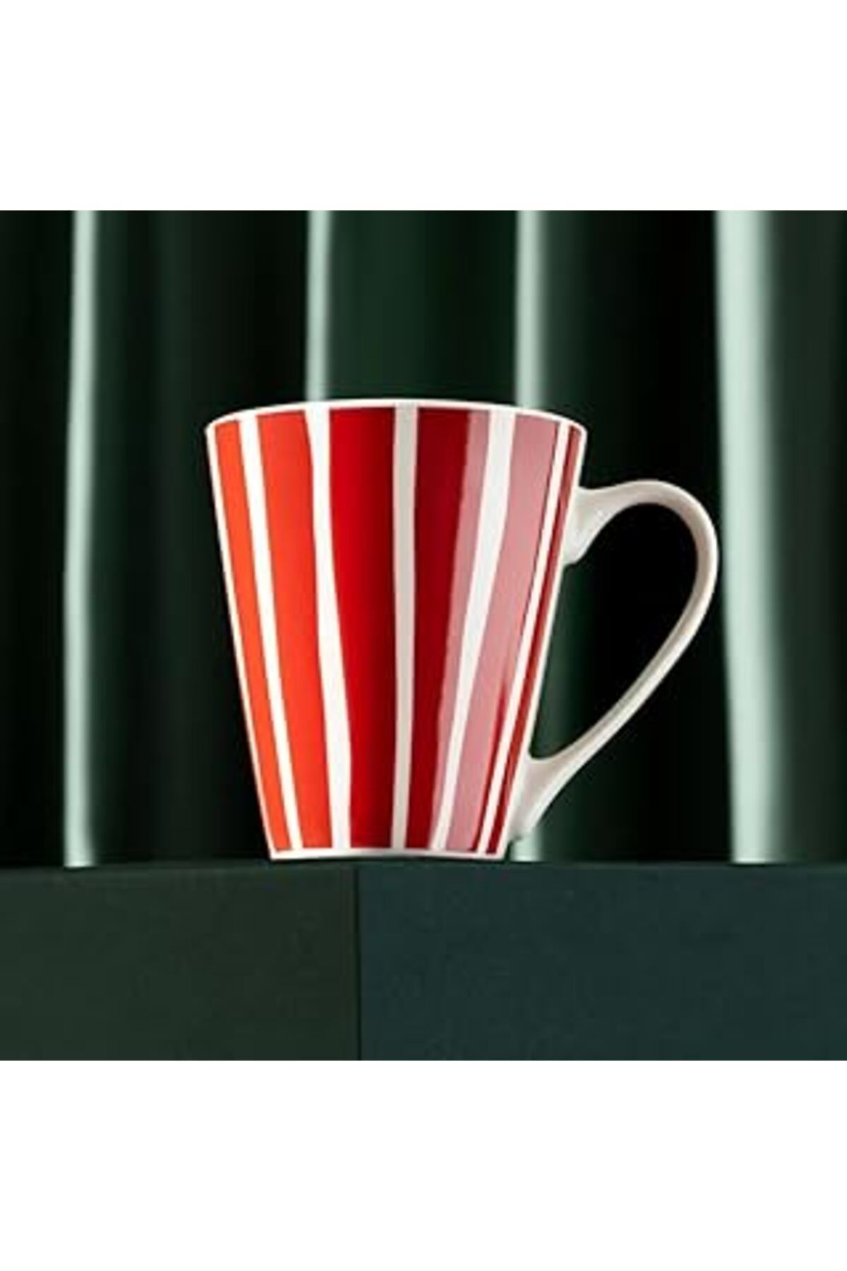 Mu Art Ahşap Espoir Ligne New Bone China Kupa, Beyaz - Kırmızı