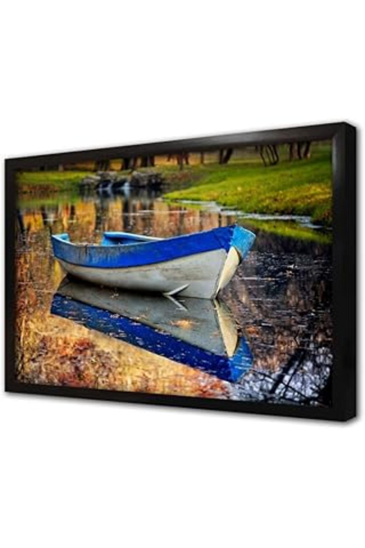 Pazarcan Gölde Kayık Çerçeveli Cam Tablo 20X30 Cm Ca20946