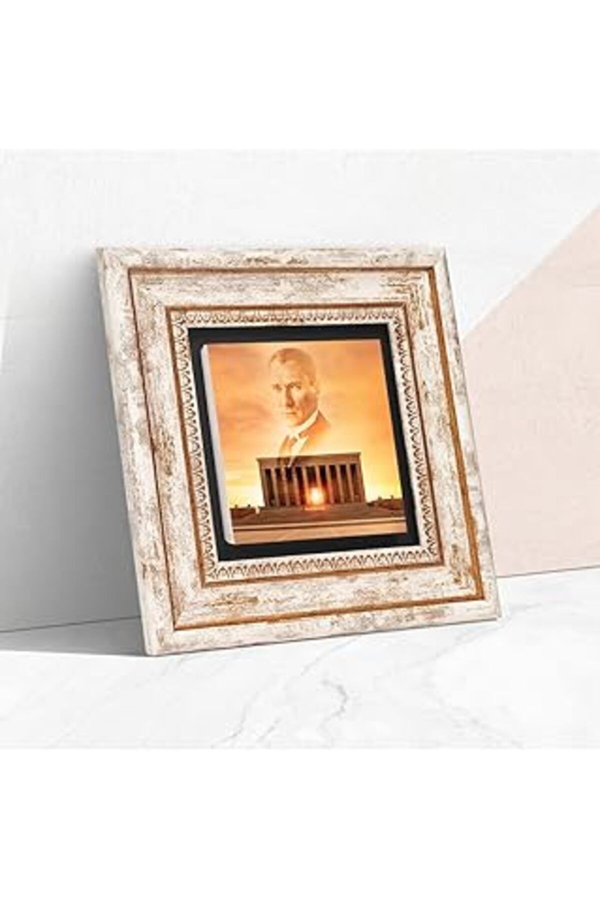 Pazarcan Pinecone Atatürk Anıtkabir Taş Duvar Tablosu - Çerçeveli Taş Tablo - Dekoratif Duvar Sanatı - Moder