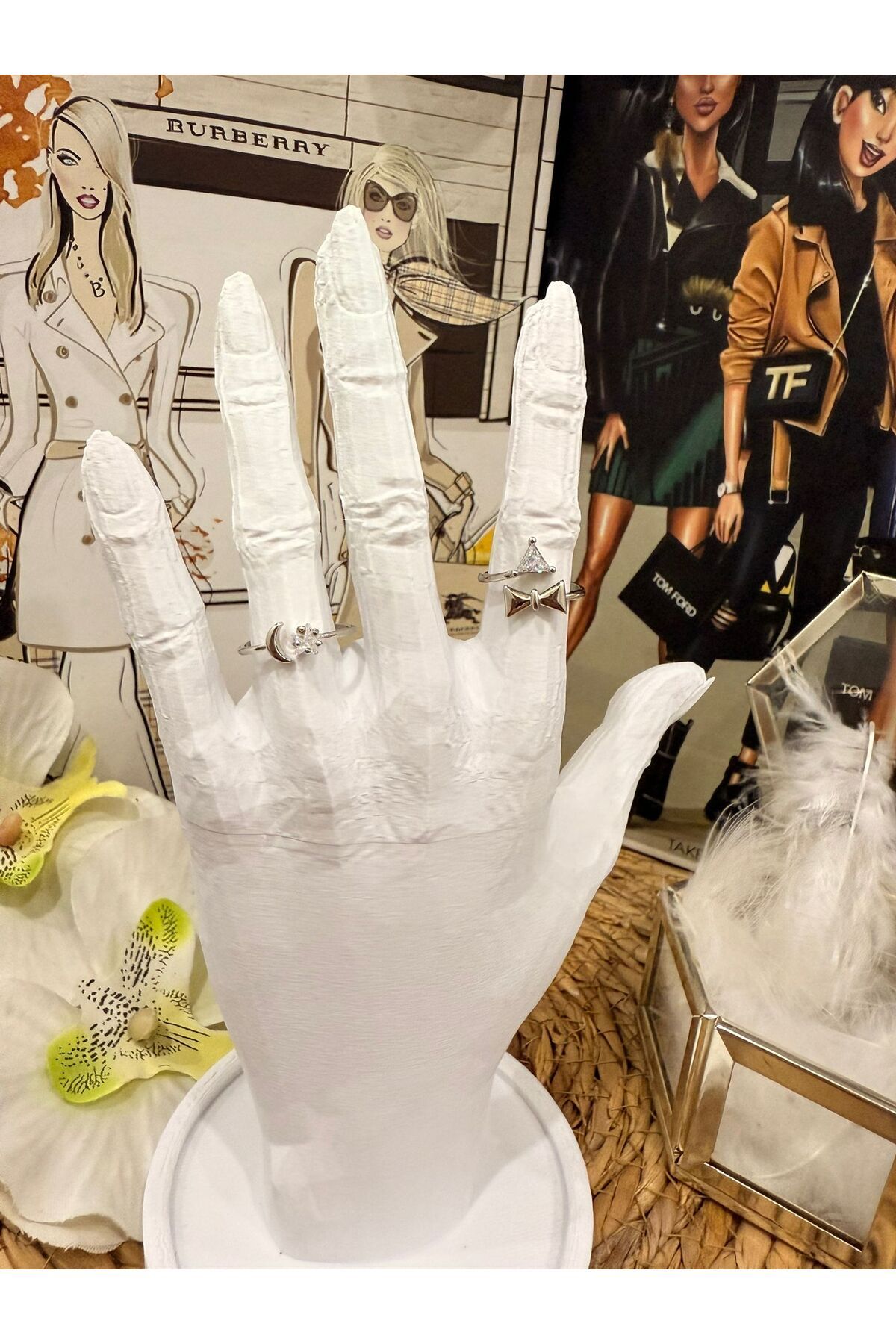 MODA TT Ayarlanabilir gümüş eklem yüzükleri ikili