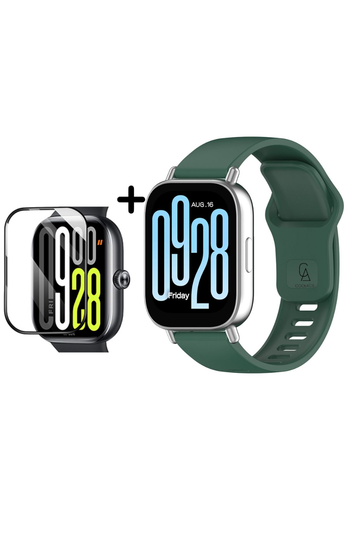 Coolacs Xiaomi Redmi Watch 5 Active Uyumlu Yumuşak Silikon Kordon ve Kavisli Ekran Koruyucu Seti