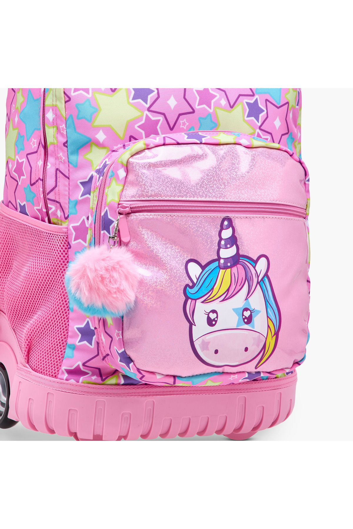 Unique--O Unicorn Print Trolley Backpack with Retractable Handle and Pom-Pom Charm - 32x22x47 cms 7