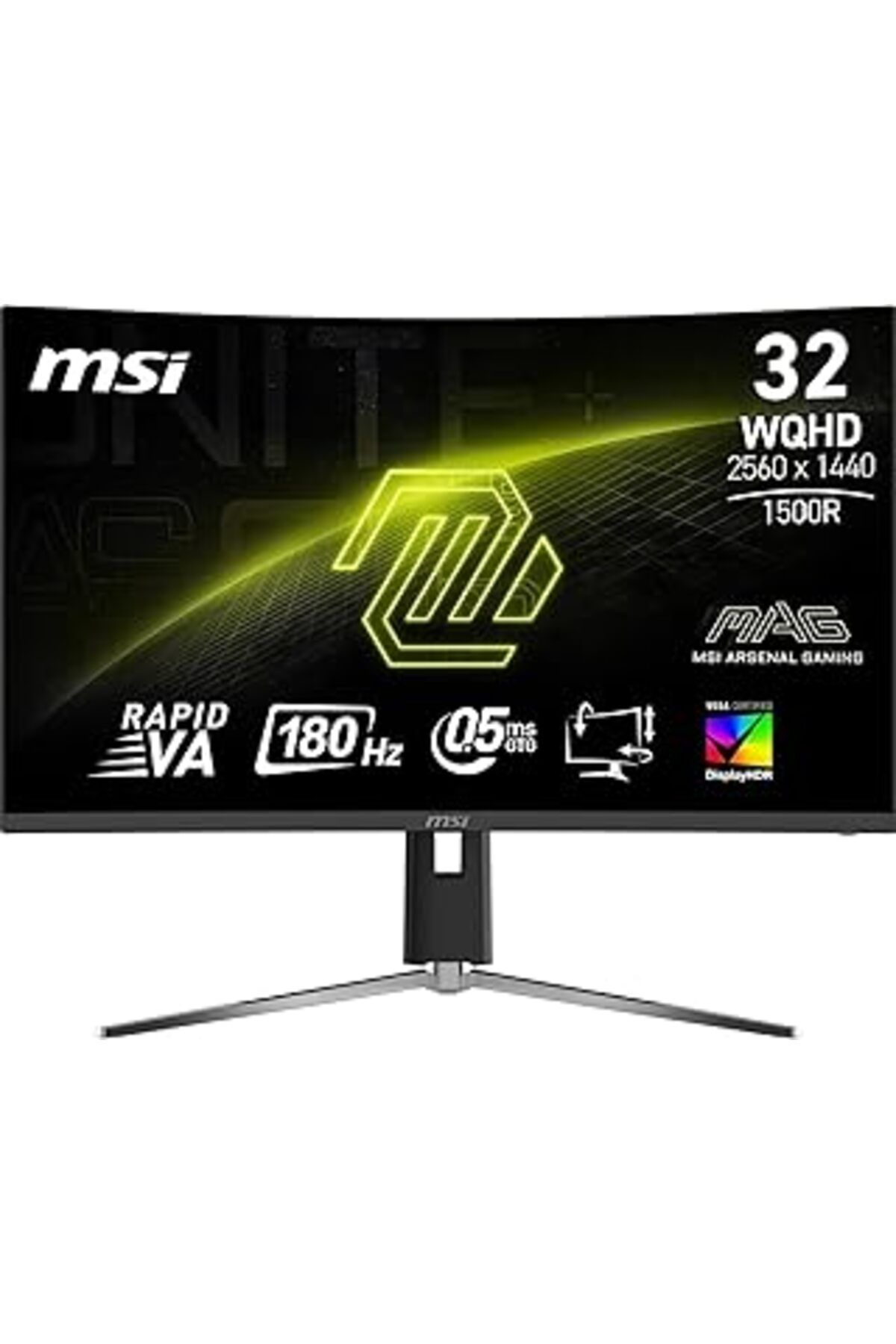 NETWORK ART Msi 31.5" Mag 32Cq6Pf, Gaming Monitör, Wqhd, 16:9 Curve 1500R, Rapid Va, 180Hz 0.5Ms, Adaptive-Sync