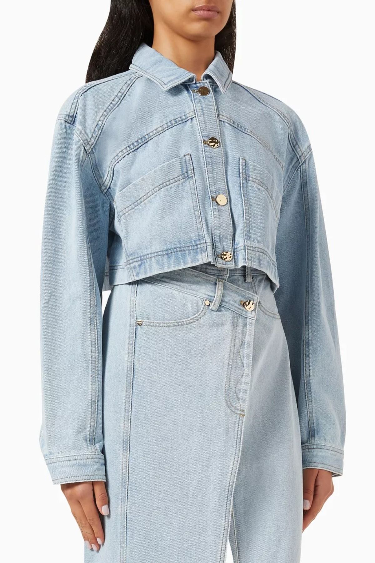 Acler Amesbury Kısa Denim Ceket, Açık Mavi