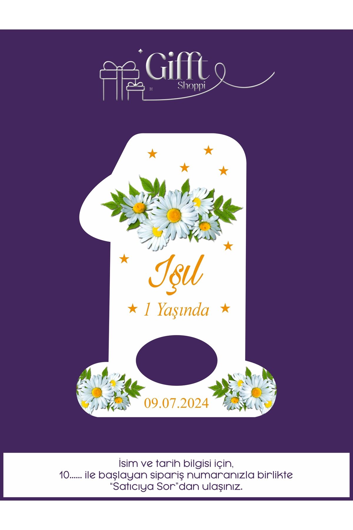 giftshoppi Papatya Tema 1 Yaş Rakam açacak yenidoğan doğum günü magnet hediyelikleri 10 adet