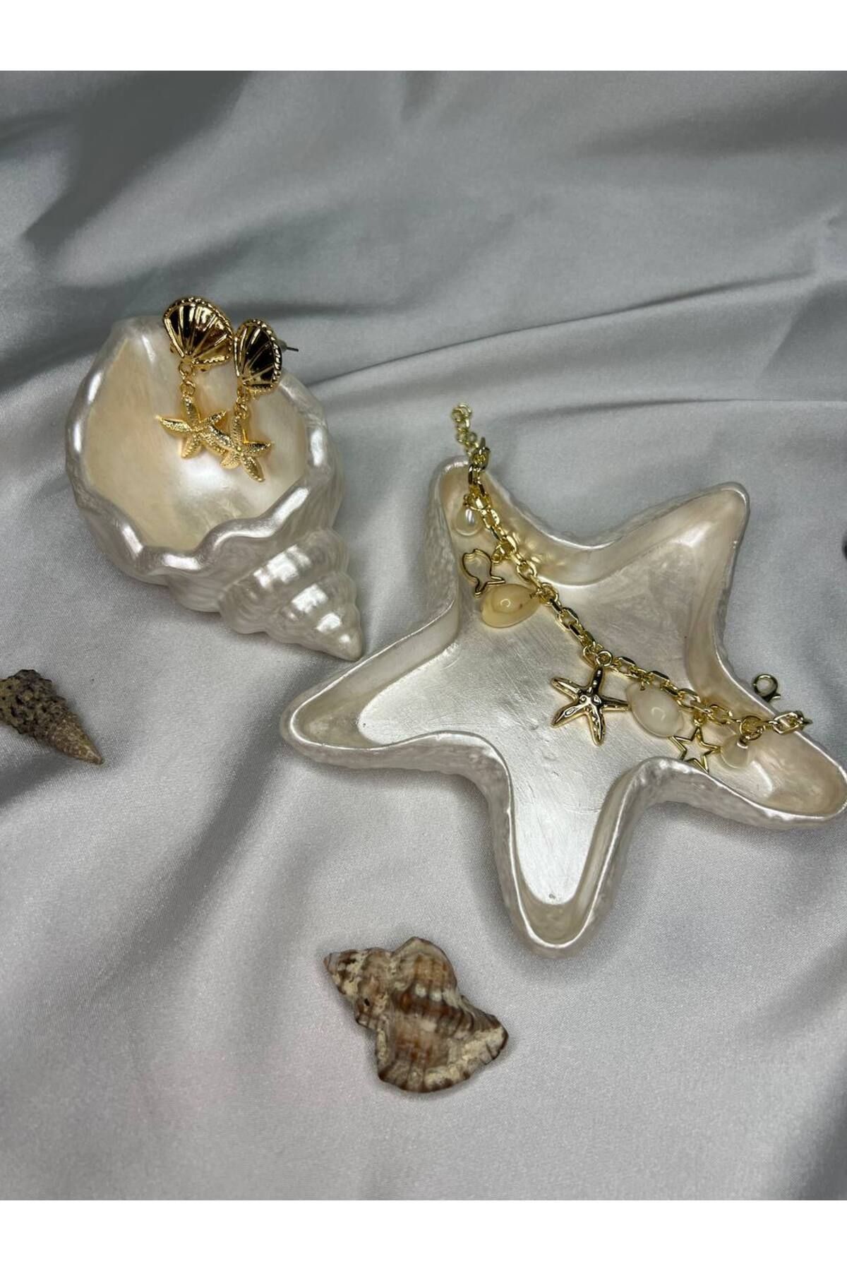 Love Candle Dekor Deniz Yıldız Deniz Kabuğu Seti, Dekotarif Takı Seti