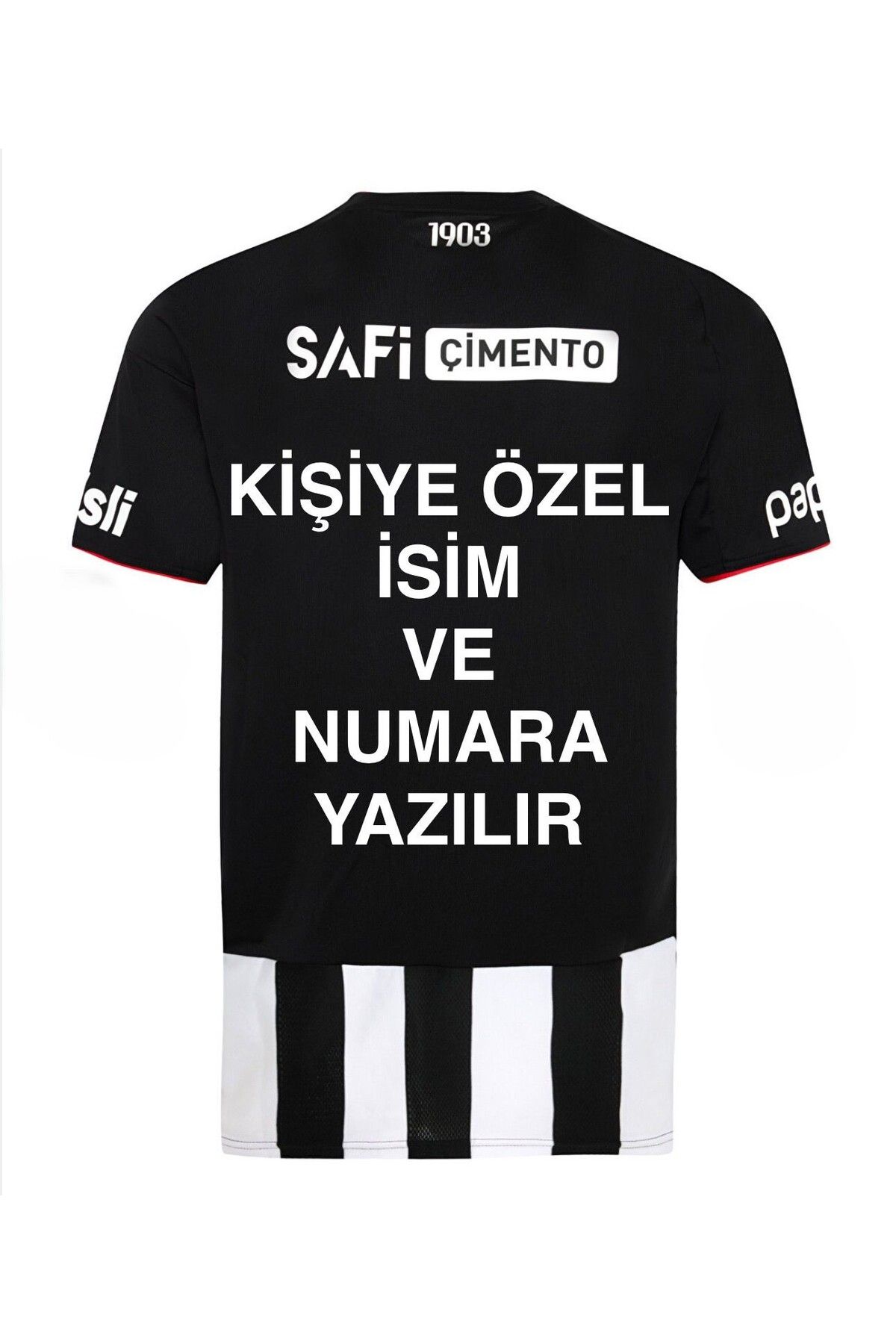 Marka Extra Kişiye Özel Baskı Yapılır - Beşiktâş- 2025-2026 Yeni Sezon Siyah Beyaz Çubuklu Yetişkin Forması