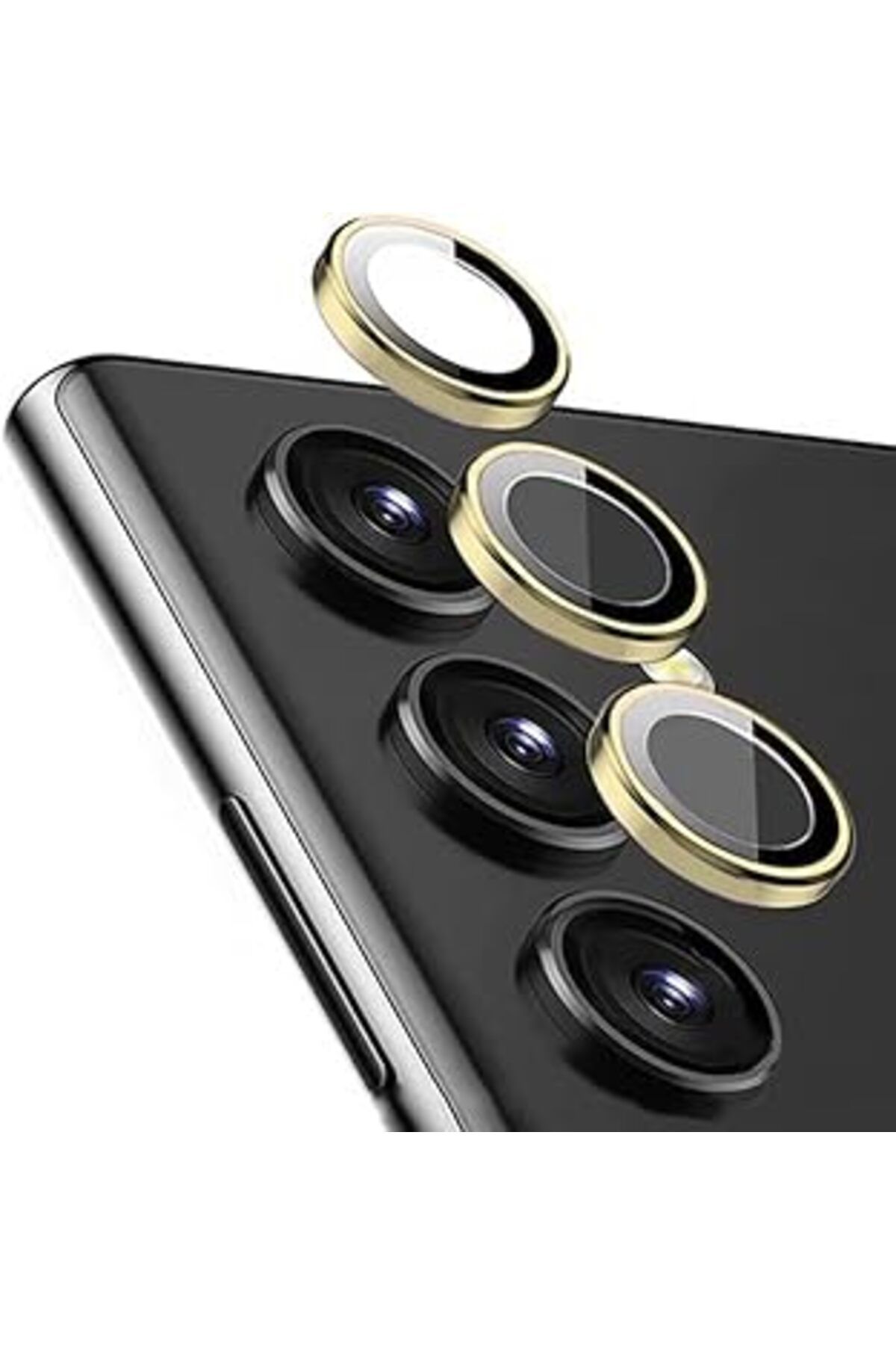 NETWORK ART Samsung Galaxy S23 Için Kamera Lens Koruyucuları Metal Gold Renk Temperli Cam Çizilmez Bağımsız Kam