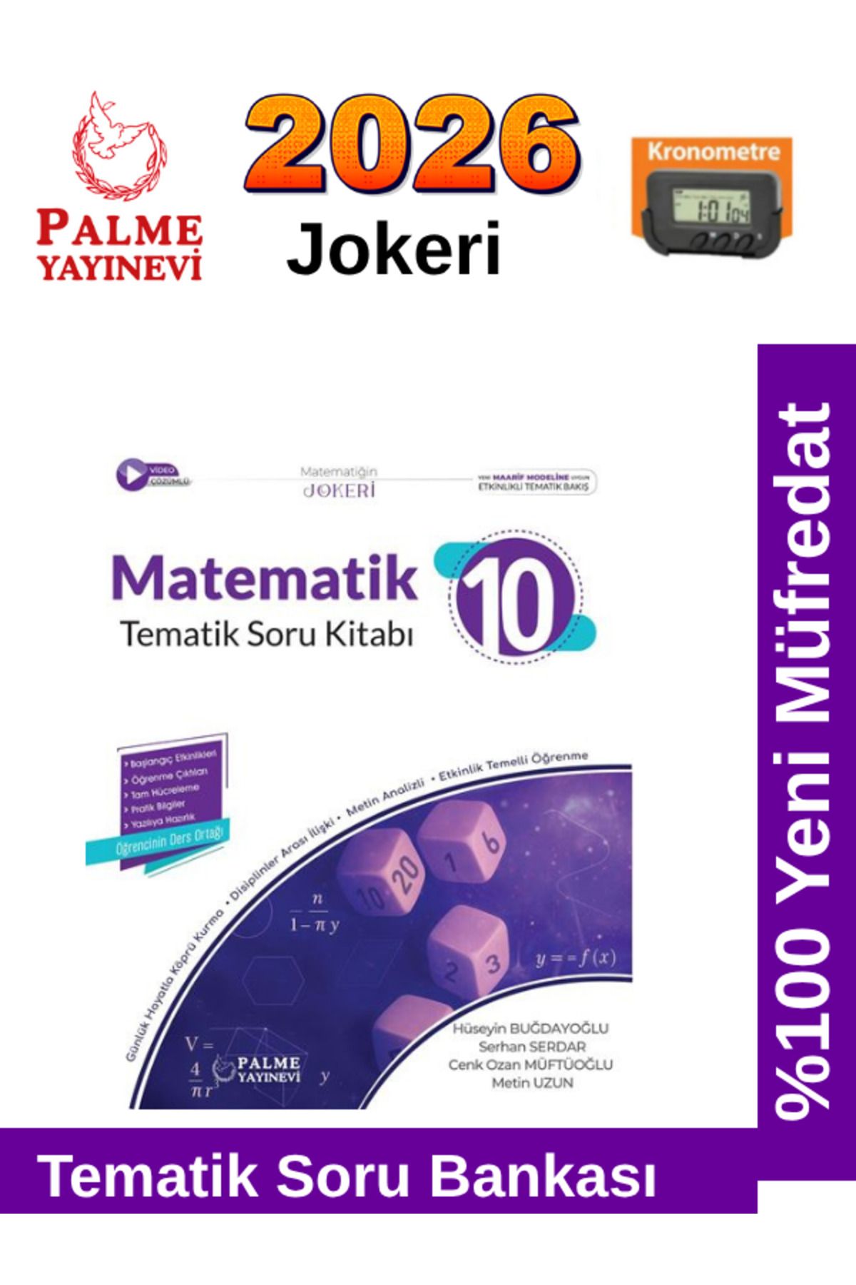 Palme Yayınevi 2026 10.Sınıf Matematik Jokeri Tematik %100 Yeni Müfredat Soru Bankası+Kronometre