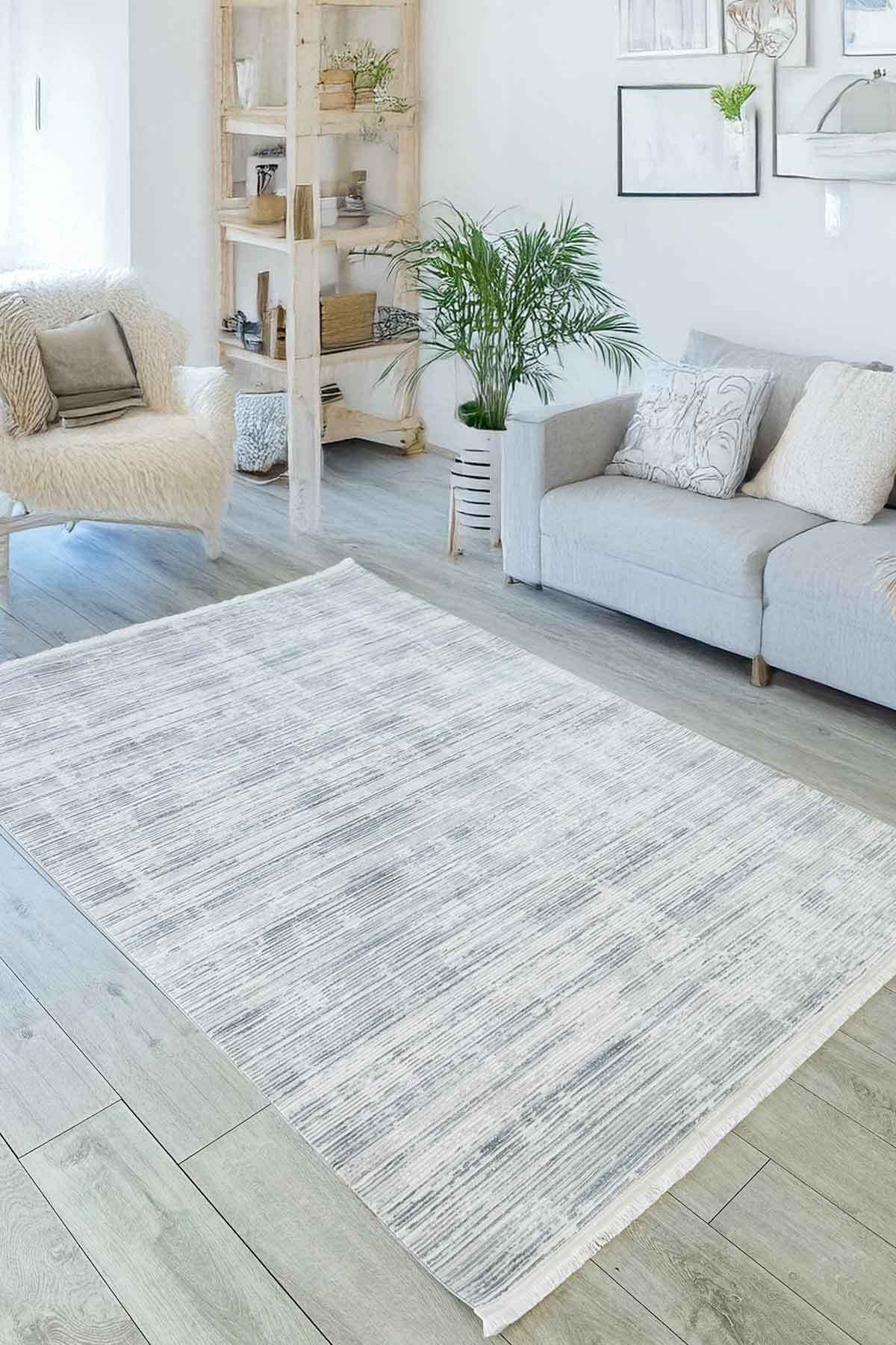 Decomia Home Violette Dokuma Yıkanabilir Modern Gri Salon Halısı Mutfak Halısı Yolluk
